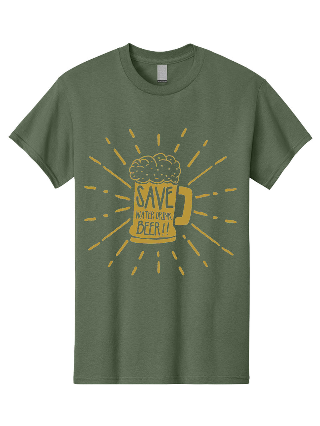 Save Water Drink Beer Men'S Graphic Tee, 100% Cotton, Comfortable Casual Summer Wear, Machine Washable, Beer Mug, Save Waterloo Bzer!!, Frothy Beer, Bold Typography, Eye-Catching Design, Craft Beer Culture, Brewery Logo, Neon Colors, Aae628