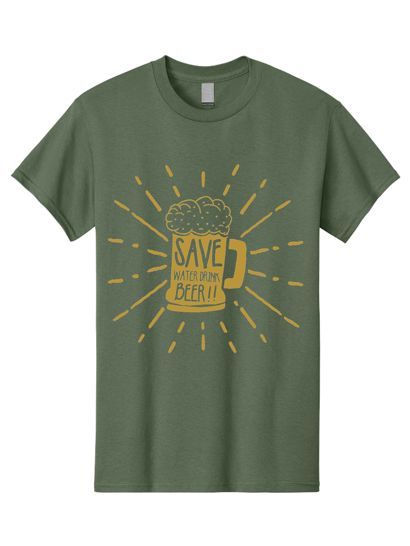 Save Water Drink Beer Men'S Graphic Tee, 100% Cotton, Comfortable Casual Summer Wear, Machine Washable, Beer Mug, Save Waterloo Bzer!!, Frothy Beer, Bold Typography, Eye-Catching Design, Craft Beer Culture, Brewery Logo, Neon Colors, Aae628