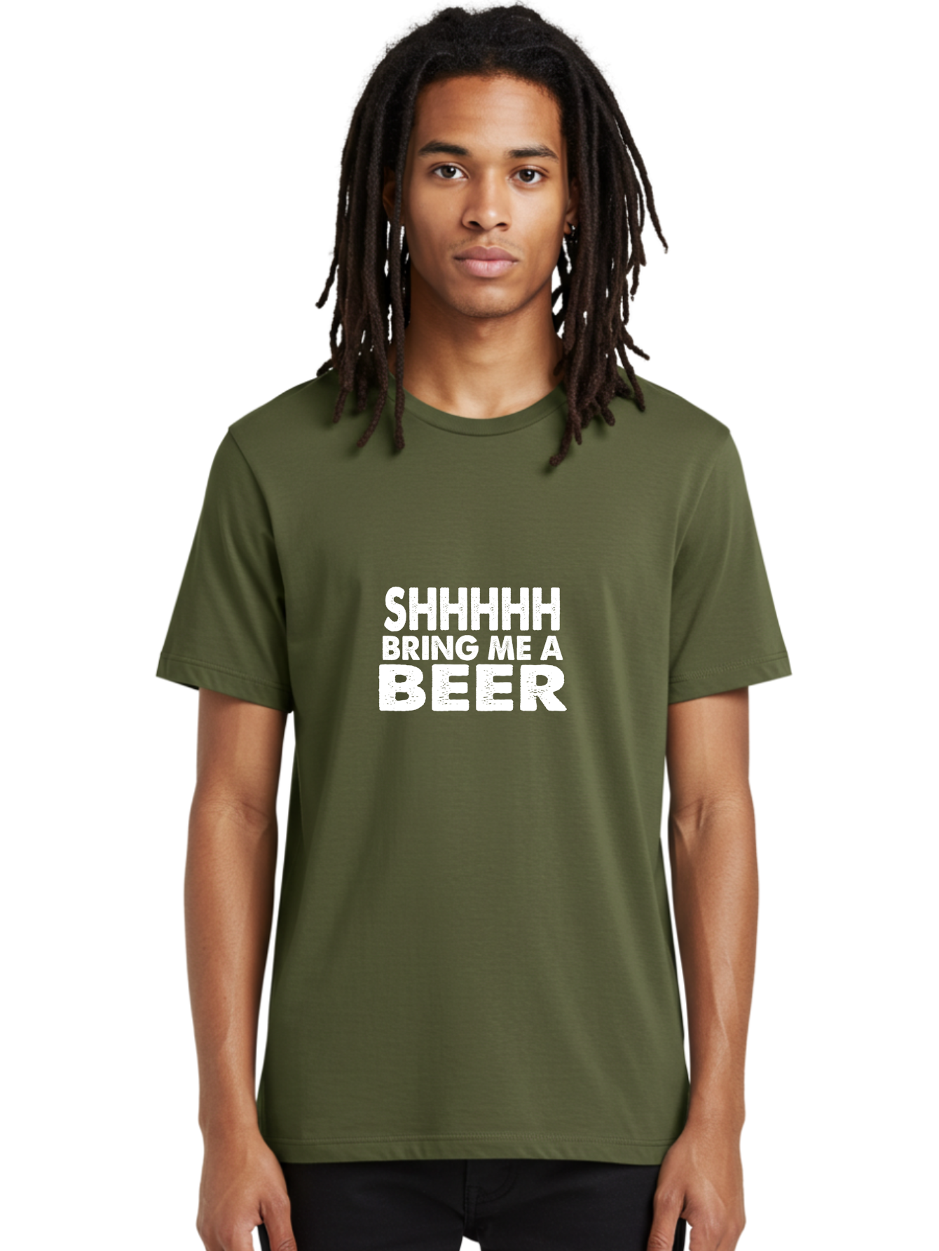 Shhhhh Bring Me A Beer Men'S Graphic Tee, 100% Cotton, Comfortable Casual Summer Wear, Machine Washable, Funny Quote, Beer Lover, Humor, Quiet Please, Beer Request, Fun Design, Modern Typography, Witty Phrase, Bold Text Aae635