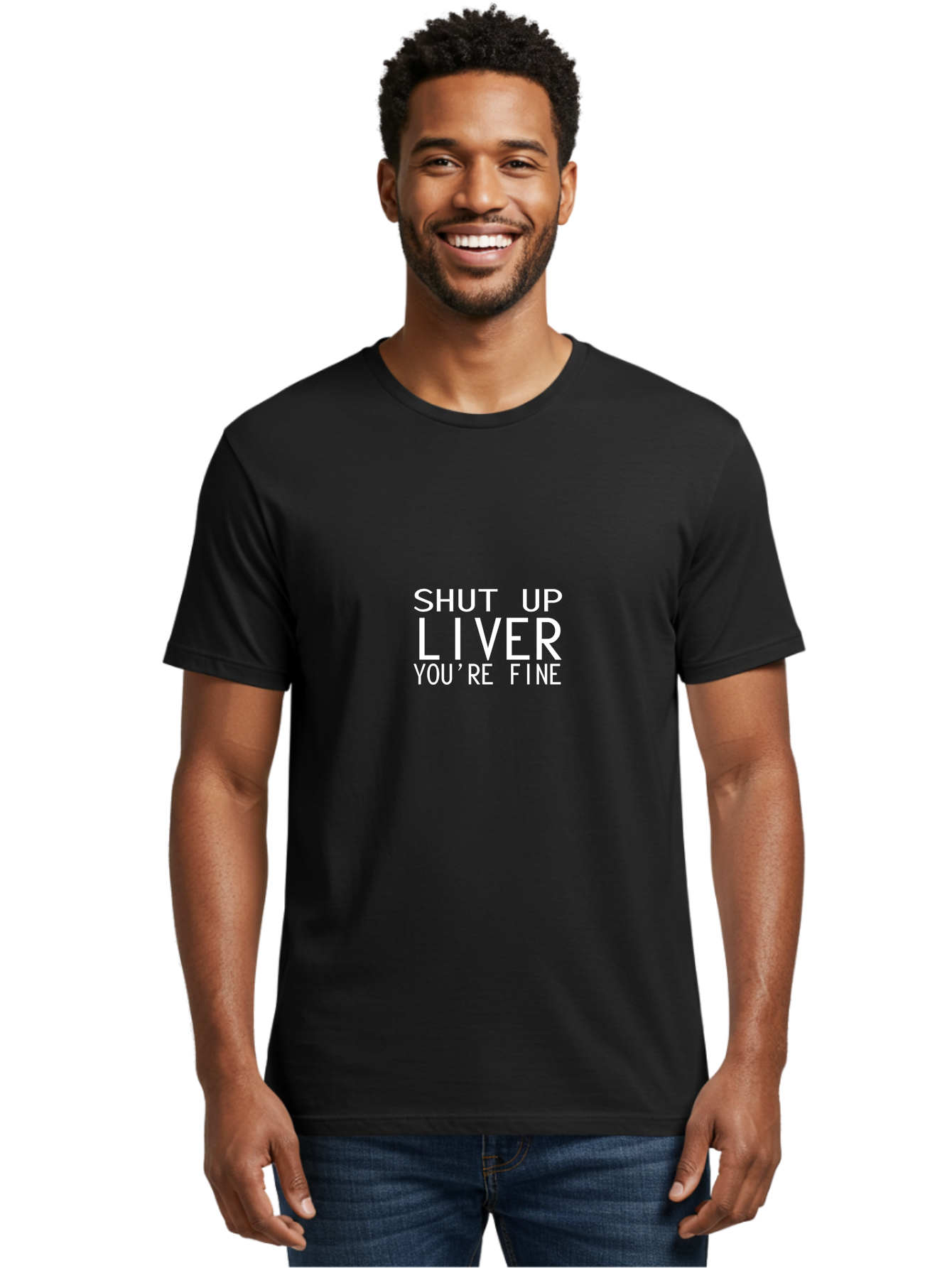 Shut Up Liver Men'S Graphic Tee, 100% Cotton, Comfortable Casual Summer Wear, Machine Washable, Funny Quote, Humoristic Saying, Witty Phrase, Liver Joke, Inspirational Quote, Motivational Words, Typographic Design Aae640