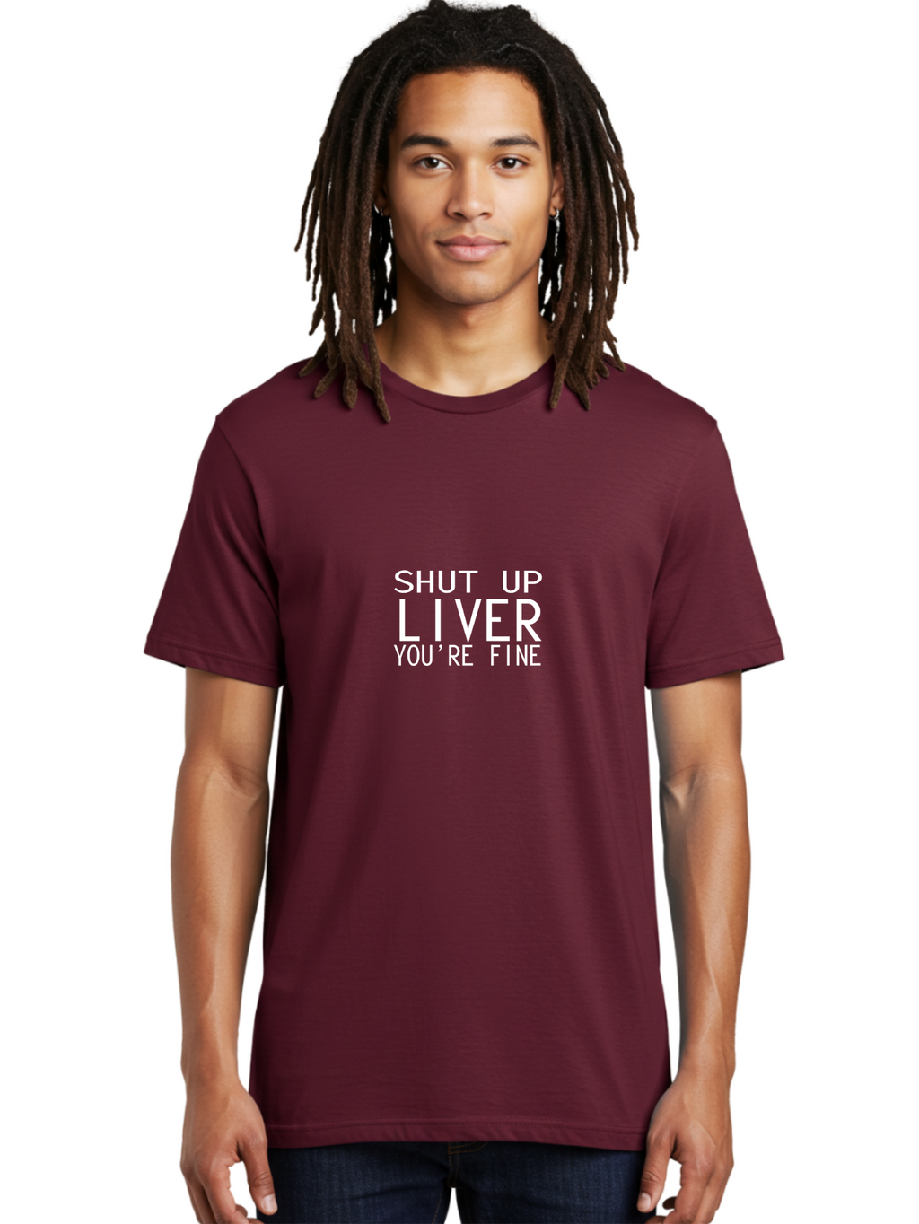 Shut Up Liver Men'S Graphic Tee, 100% Cotton, Comfortable Casual Summer Wear, Machine Washable, Funny Quote, Humoristic Saying, Witty Phrase, Liver Joke, Inspirational Quote, Motivational Words, Typographic Design Aae640