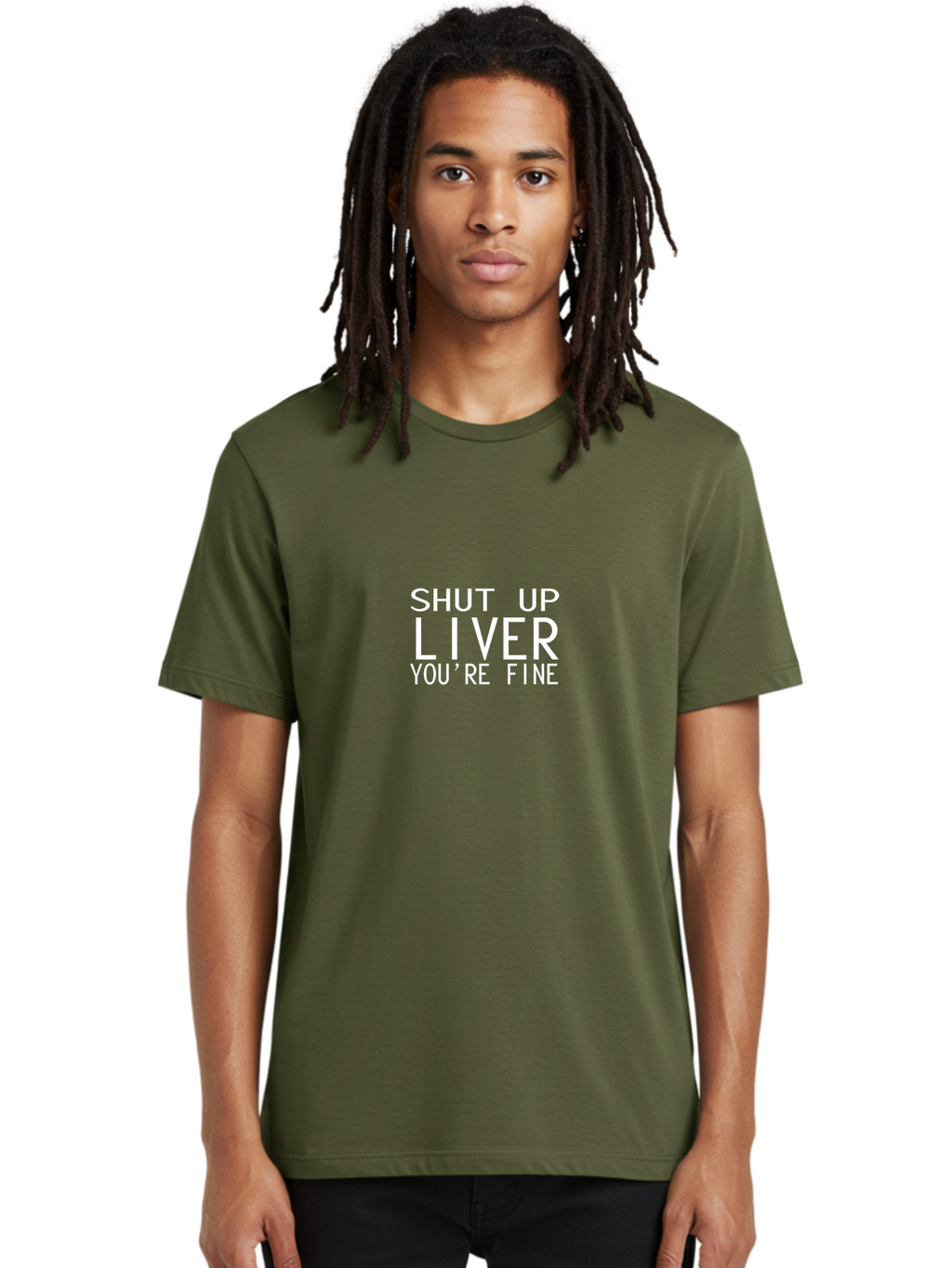 Shut Up Liver Men'S Graphic Tee, 100% Cotton, Comfortable Casual Summer Wear, Machine Washable, Funny Quote, Humoristic Saying, Witty Phrase, Liver Joke, Inspirational Quote, Motivational Words, Typographic Design Aae640
