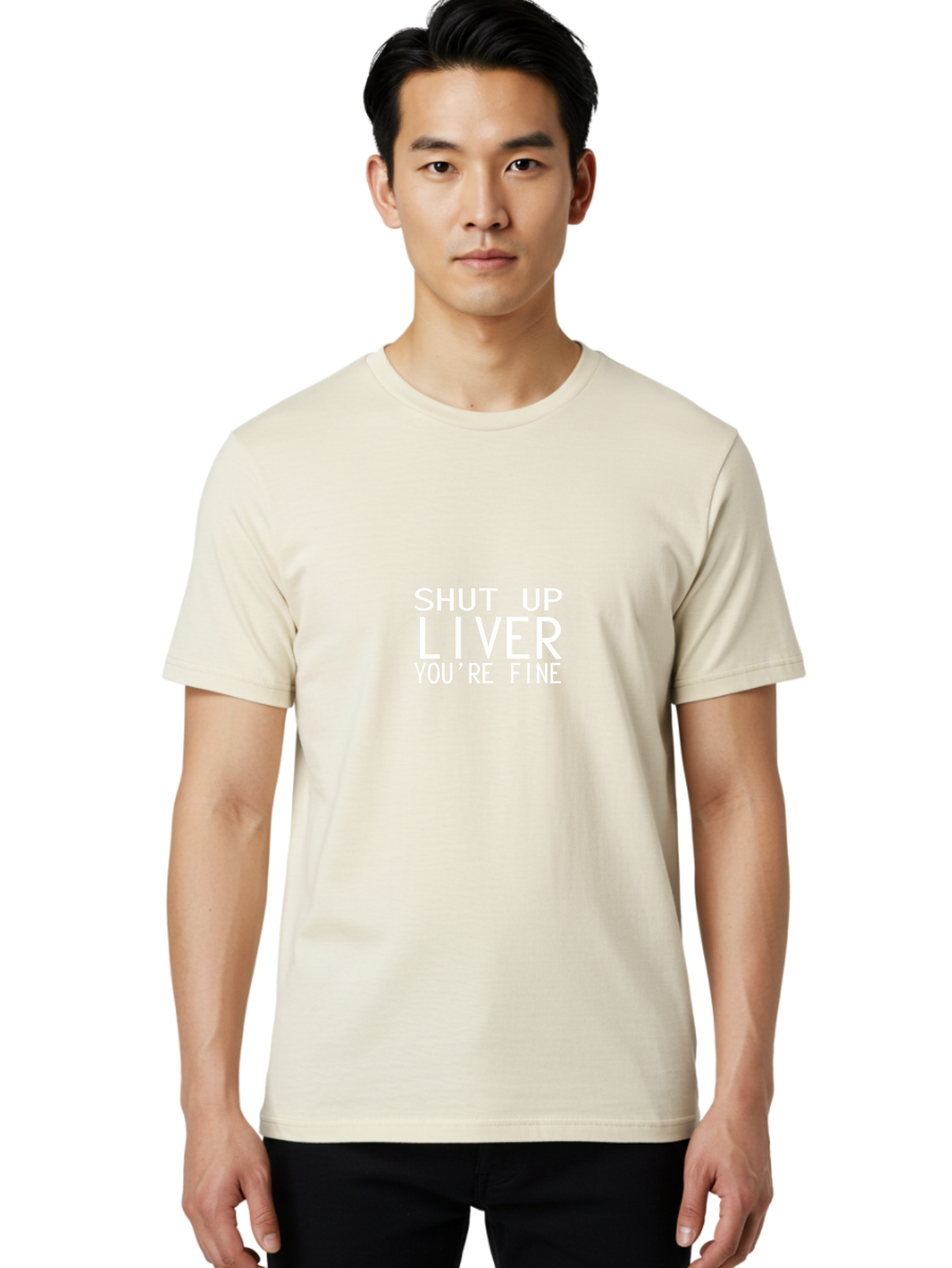 Shut Up Liver Men'S Graphic Tee, 100% Cotton, Comfortable Casual Summer Wear, Machine Washable, Funny Quote, Humoristic Saying, Witty Phrase, Liver Joke, Inspirational Quote, Motivational Words, Typographic Design Aae640