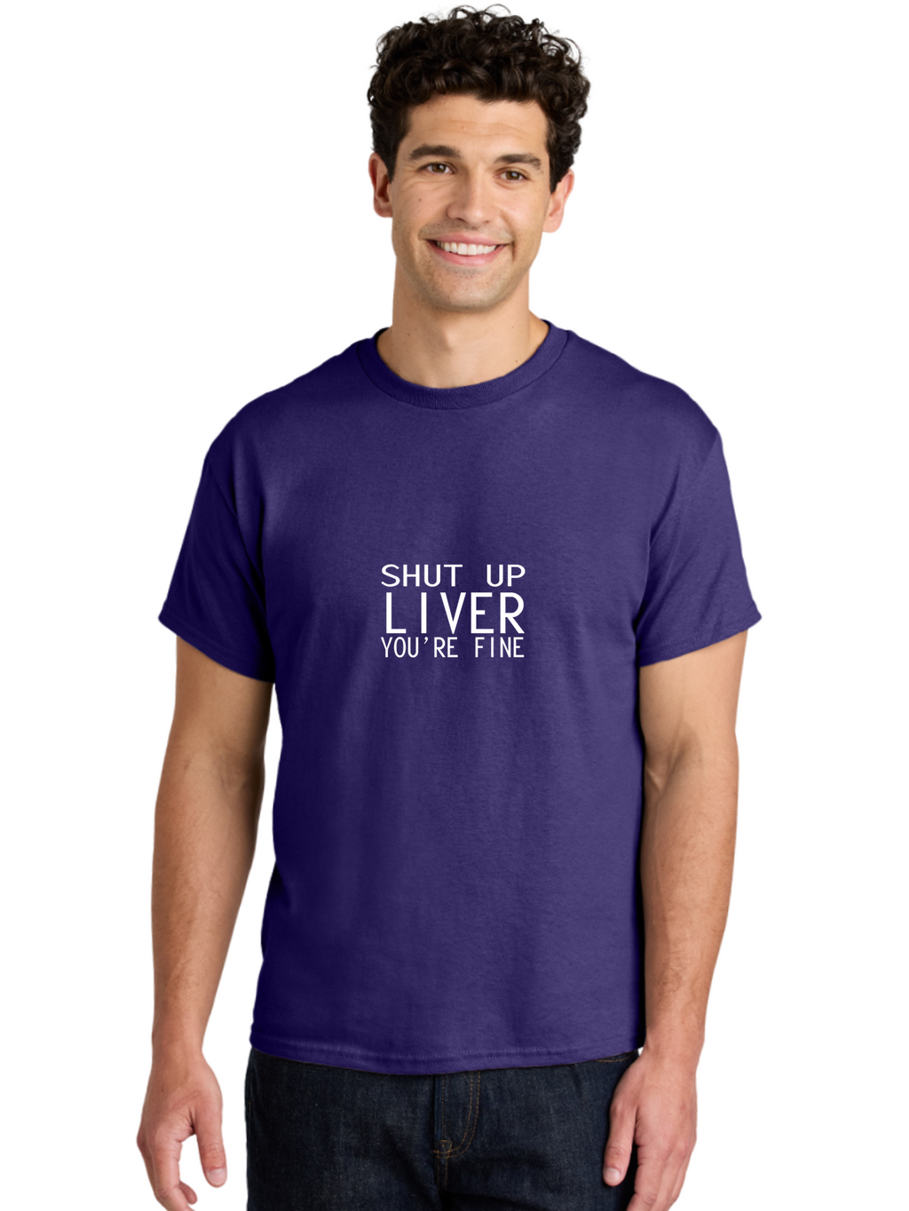 Shut Up Liver Men'S Graphic Tee, 100% Cotton, Comfortable Casual Summer Wear, Machine Washable, Funny Quote, Humoristic Saying, Witty Phrase, Liver Joke, Inspirational Quote, Motivational Words, Typographic Design Aae640