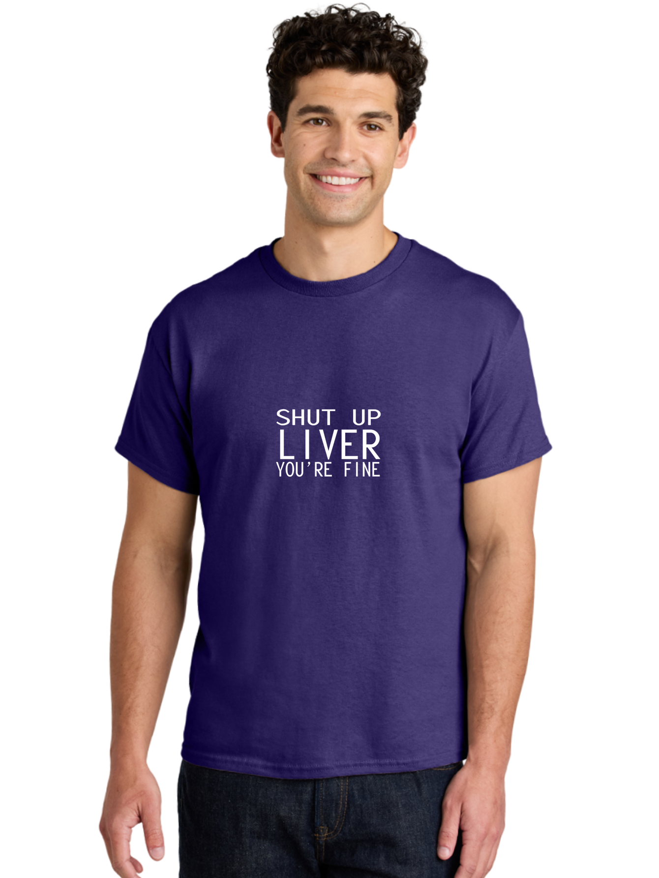 Shut Up Liver Men'S Graphic Tee, 100% Cotton, Comfortable Casual Summer Wear, Machine Washable, Funny Quote, Humoristic Saying, Witty Phrase, Liver Joke, Inspirational Quote, Motivational Words, Typographic Design Aae640