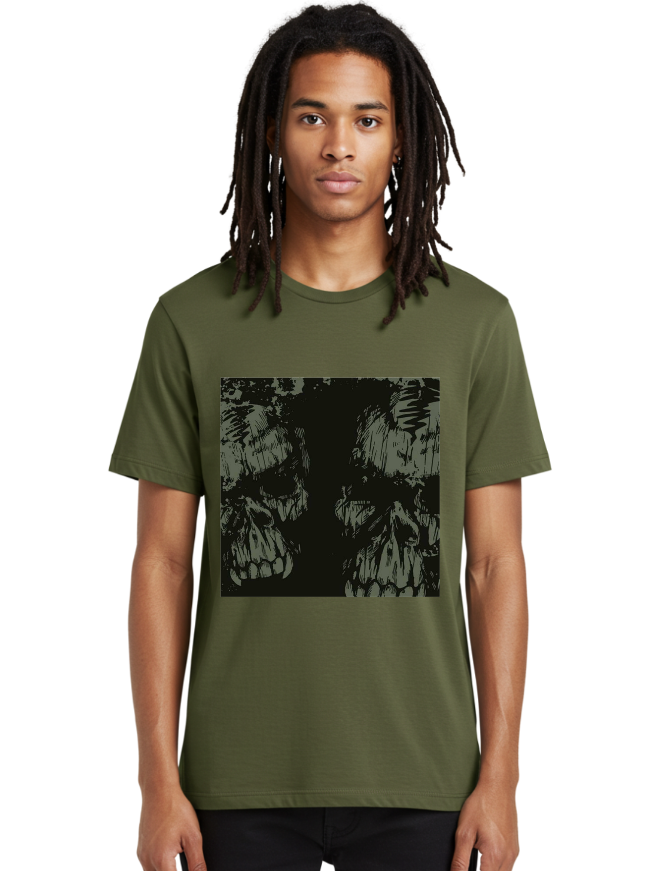 Silent Skulls Men'S Graphic Tee, 100% Cotton, Comfortable Casual Summer Wear, Machine Washable, Dark Fantasy, Skull Art, Gothic Style, Black And Grey, Creepy Atmosphere, Horror Theme, Death Symbol, Skull Design Aae645