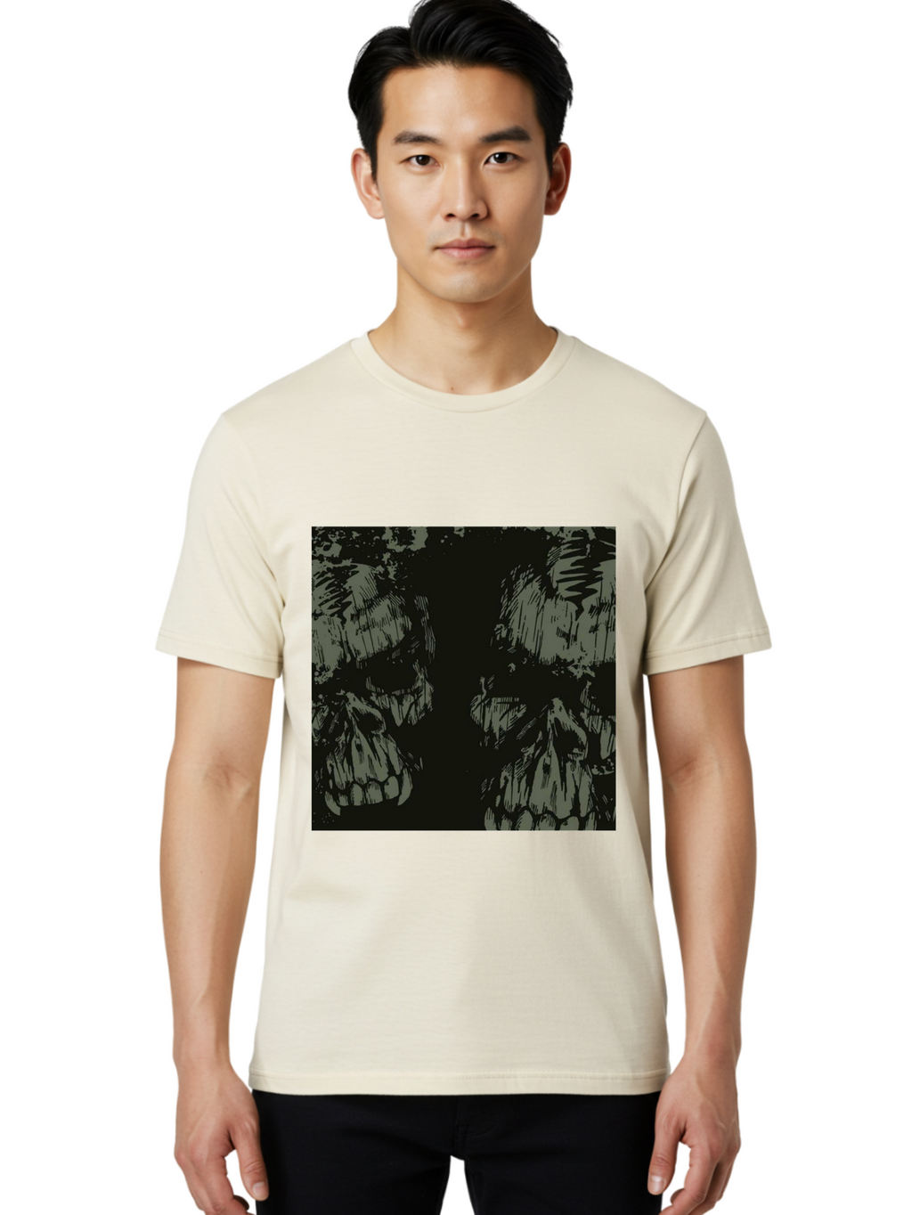Silent Skulls Men'S Graphic Tee, 100% Cotton, Comfortable Casual Summer Wear, Machine Washable, Dark Fantasy, Skull Art, Gothic Style, Black And Grey, Creepy Atmosphere, Horror Theme, Death Symbol, Skull Design Aae645