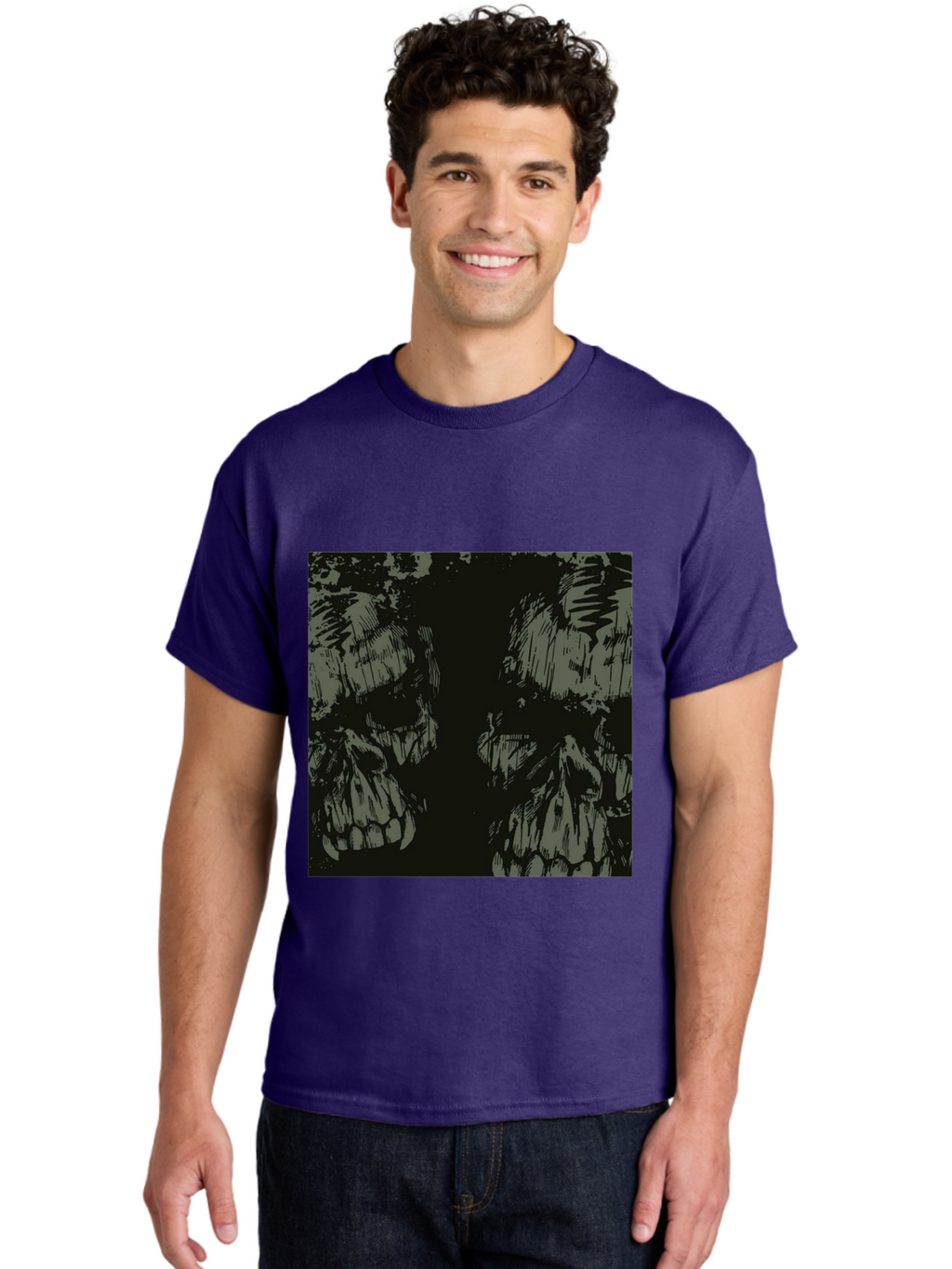 Silent Skulls Men'S Graphic Tee, 100% Cotton, Comfortable Casual Summer Wear, Machine Washable, Dark Fantasy, Skull Art, Gothic Style, Black And Grey, Creepy Atmosphere, Horror Theme, Death Symbol, Skull Design Aae645