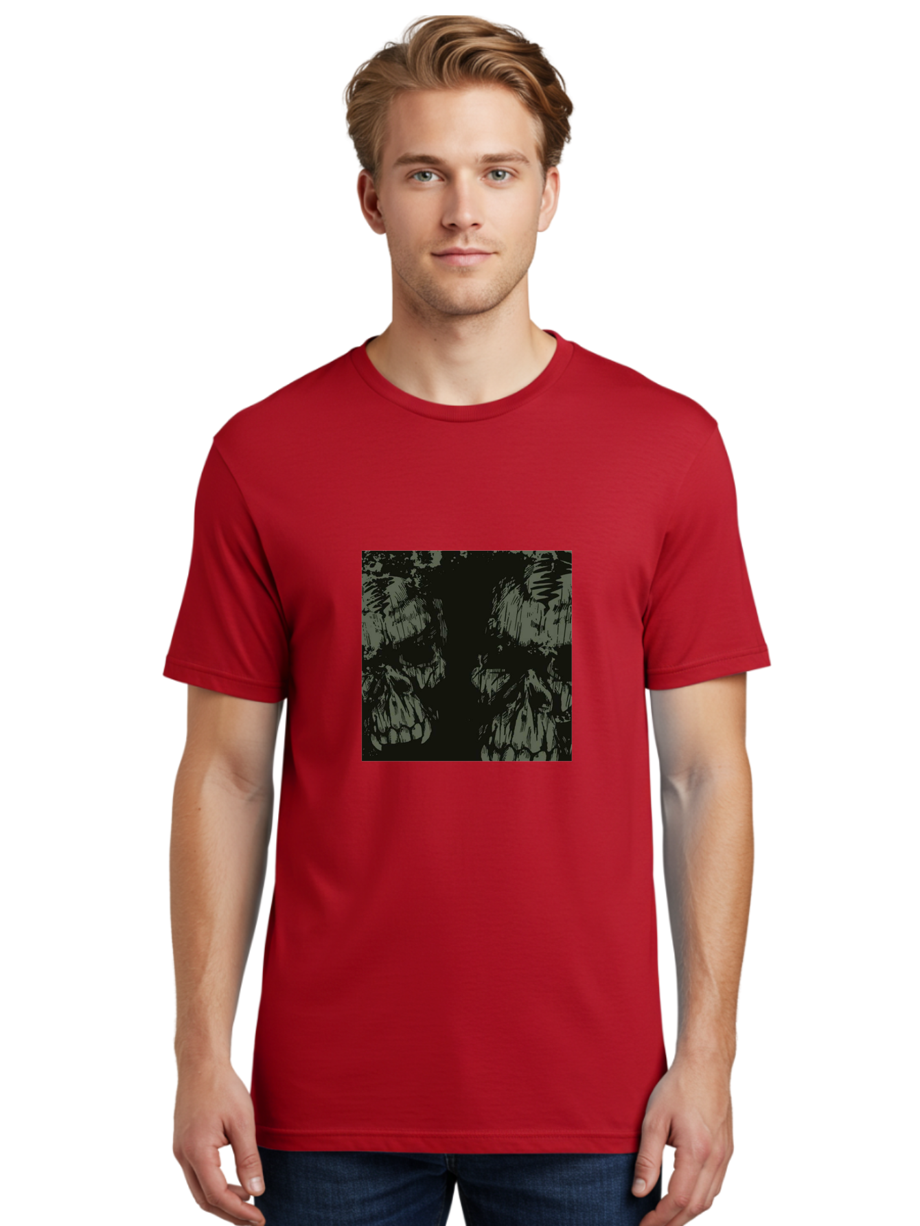 Silent Skulls Men'S Graphic Tee, 100% Cotton, Comfortable Casual Summer Wear, Machine Washable, Dark Fantasy, Skull Art, Gothic Style, Black And Grey, Creepy Atmosphere, Horror Theme, Death Symbol, Skull Design Aae645