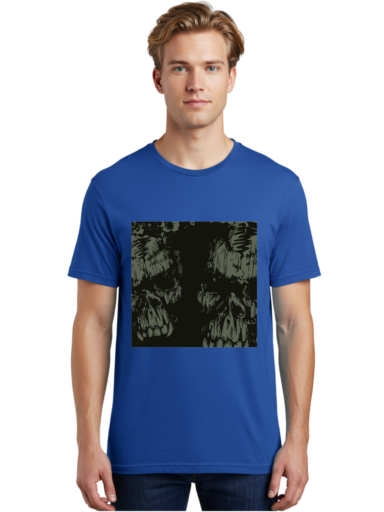 Silent Skulls Men'S Graphic Tee, 100% Cotton, Comfortable Casual Summer Wear, Machine Washable, Dark Fantasy, Skull Art, Gothic Style, Black And Grey, Creepy Atmosphere, Horror Theme, Death Symbol, Skull Design Aae645