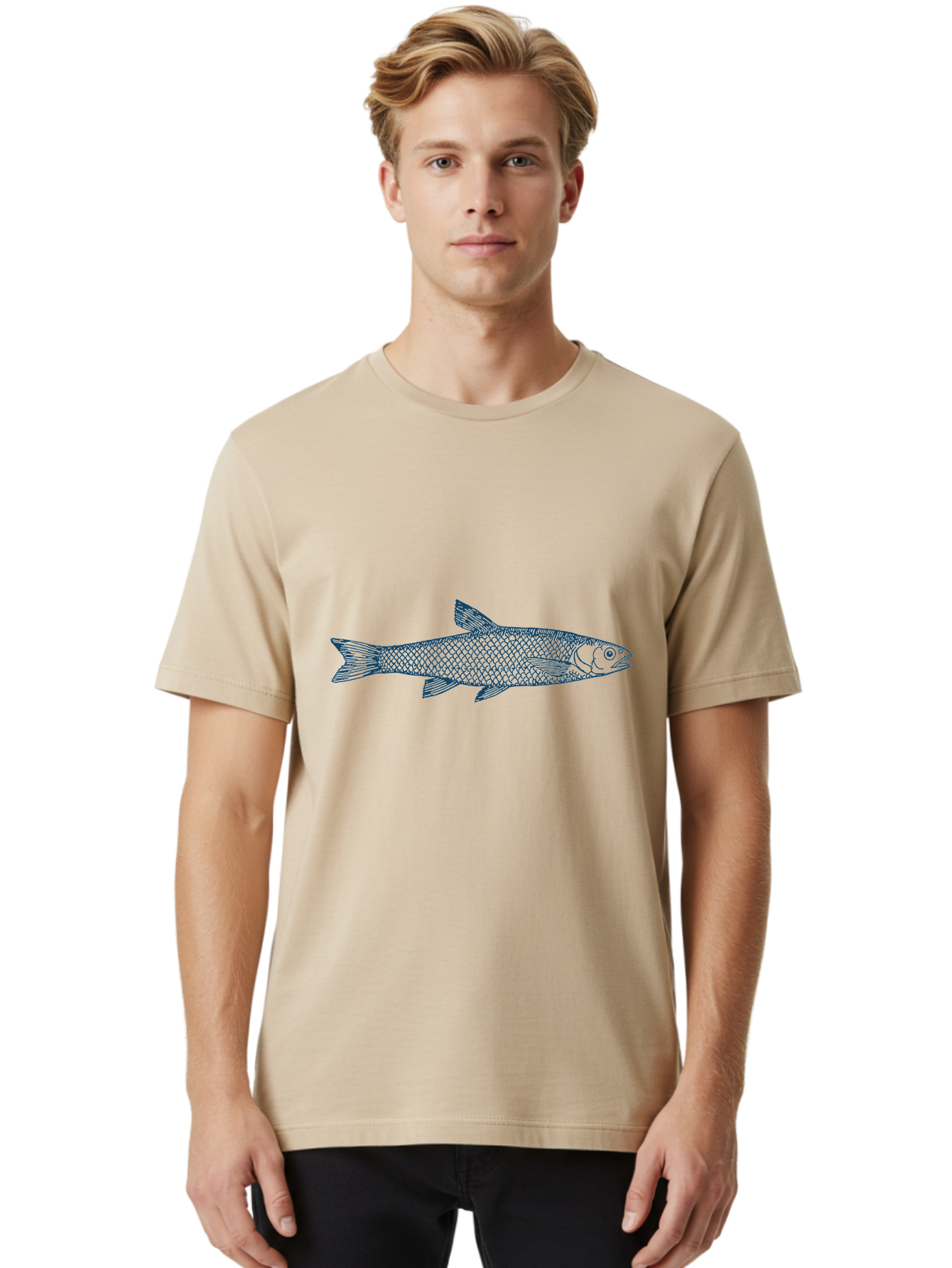 Silverline Fish Men'S Graphic Tee, 100% Cotton, Comfortable Casual Summer Wear, Machine Washable, Illustration Of A Fish, Fish With Scales, Aquatic Animal, Ocean Life, Sea Creature, Wildlife, Marine Biology, Fish Art, Detailed Drawing, Aae647