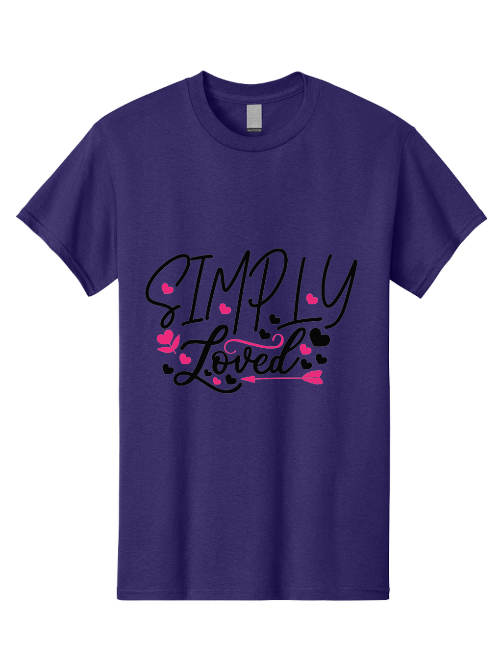Simply Loved Men'S Graphic Tee, 100% Cotton, Comfortable Casual Summer Wear, Machine Washable, Loved Graphic, Heart Designs, Pink Hearts, Black Script, Inspirational Quote, Love Message, Valentines Day Gift, Positive Affirmation, Aae648