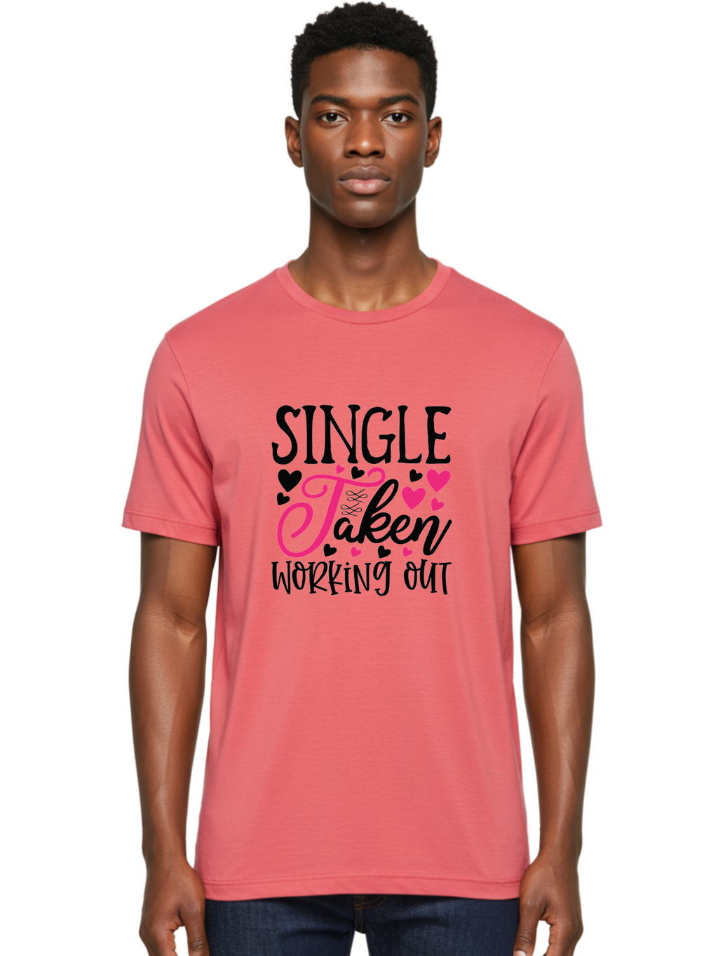 Single Taken Working Out Men'S Graphic Tee, 100% Cotton, Comfortable Casual Summer Wear, Machine Washable, Fitness Motivation, Gym Inspiration, Workout Quotes, Single And Taken, Funny Sayings, Fitness Humor, Gym Humor, Motivational Quotes, Aae649