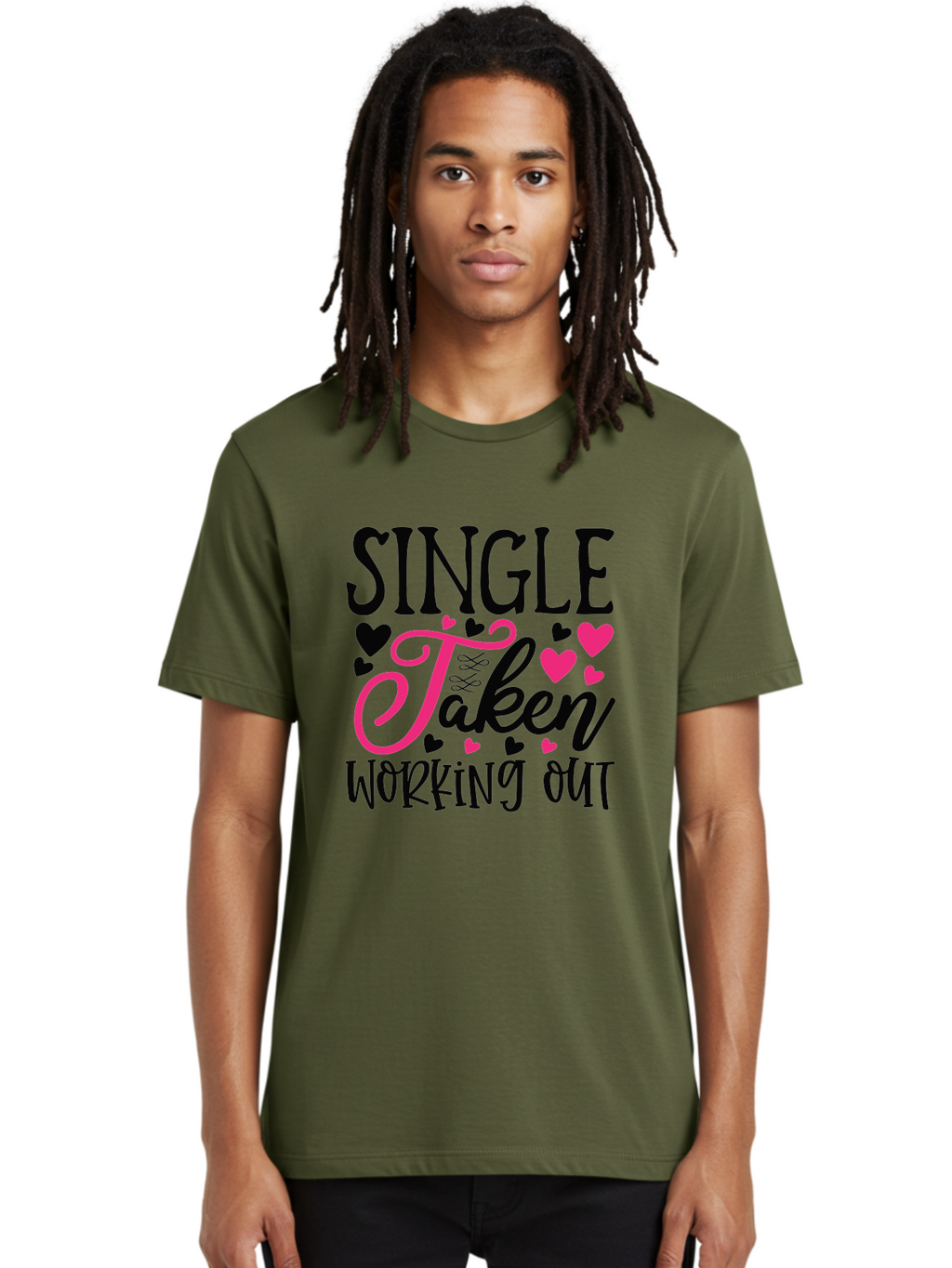 Single Taken Working Out Men'S Graphic Tee, 100% Cotton, Comfortable Casual Summer Wear, Machine Washable, Fitness Motivation, Gym Inspiration, Workout Quotes, Single And Taken, Funny Sayings, Fitness Humor, Gym Humor, Motivational Quotes, Aae649