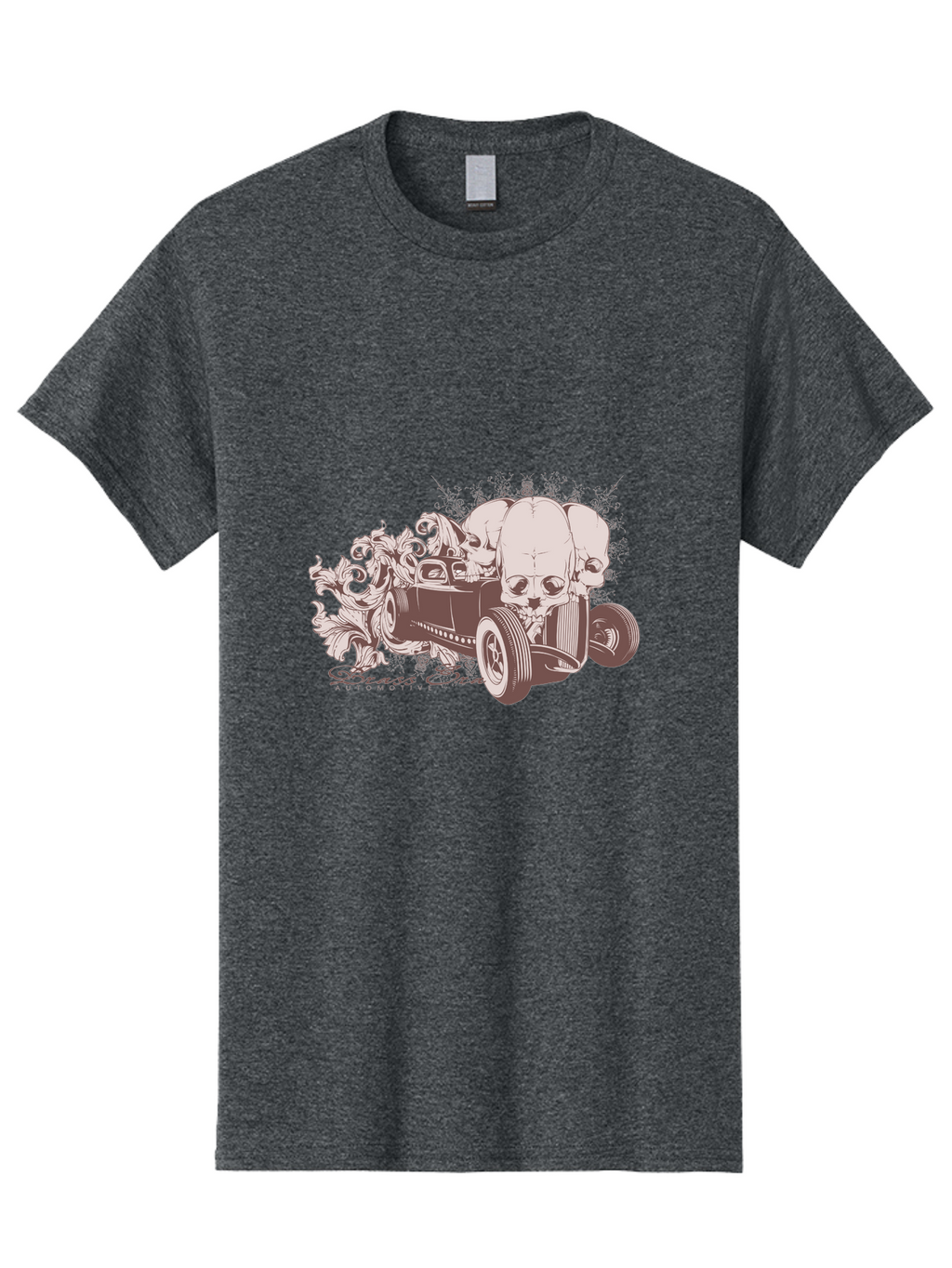 Skull Drive Men'S Graphic Tee, 100% Cotton, Comfortable Casual Summer Wear, Machine Washable, Hot Rod Car, Sugar Skull, Vintage Vehicle, Skull Design, Gothic Art, Automotive Culture, Custom Car, Skull Graphics Aae650
