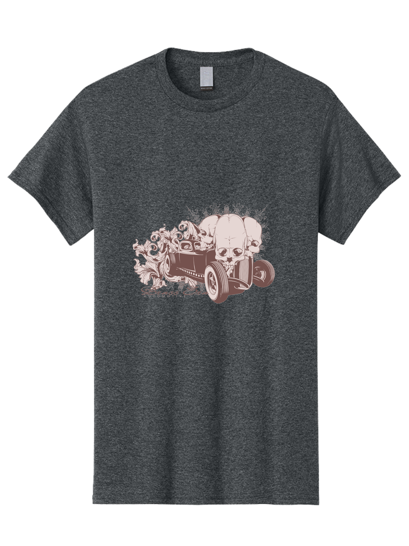 Skull Drive Men'S Graphic Tee, 100% Cotton, Comfortable Casual Summer Wear, Machine Washable, Hot Rod Car, Sugar Skull, Vintage Vehicle, Skull Design, Gothic Art, Automotive Culture, Custom Car, Skull Graphics Aae650