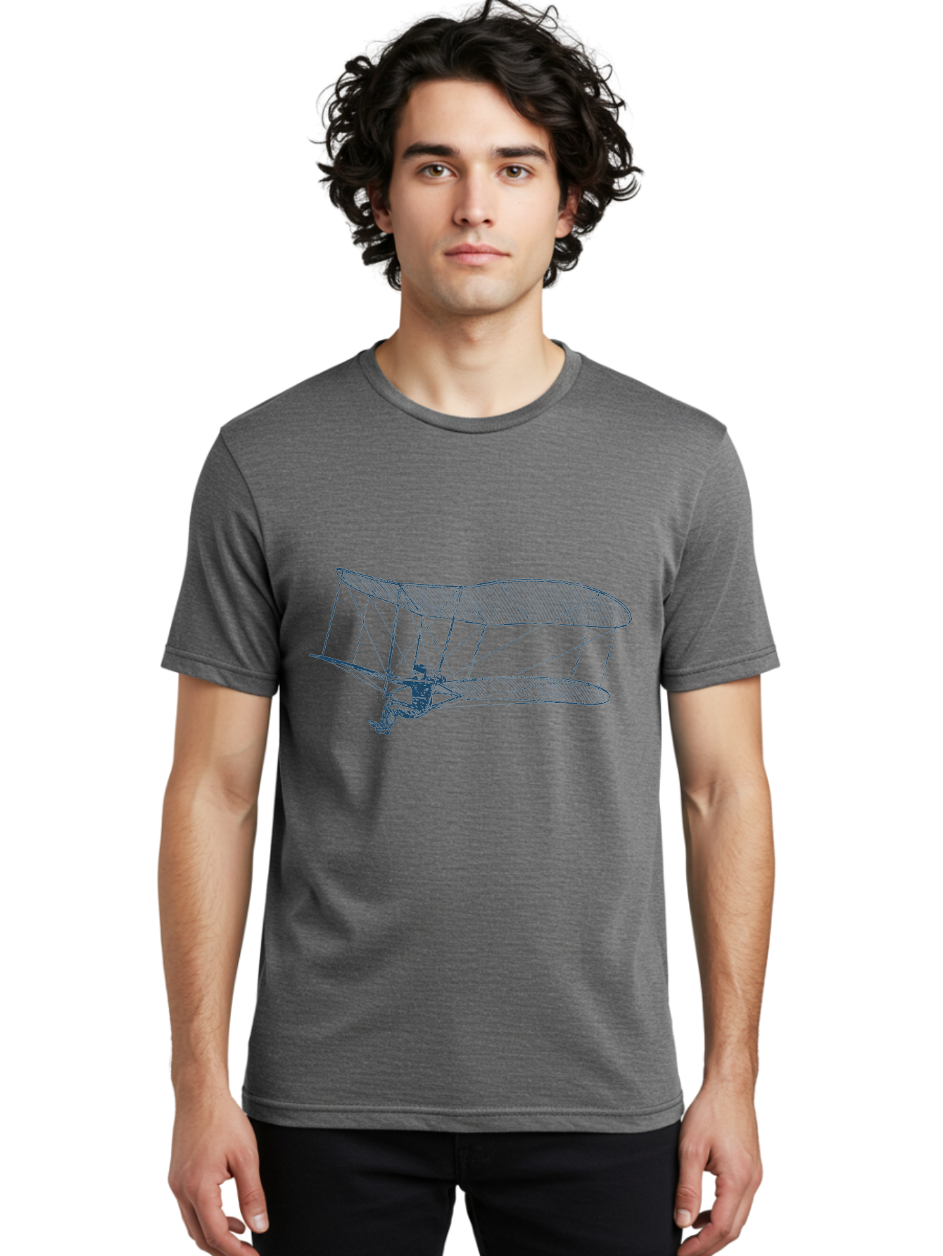 Skyrider Men'S Graphic Tee, 100% Cotton, Comfortable Casual Summer Wear, Machine Washable, Hang Glider In Flight, Flying Human Figure, Aviation Innovation, Recreational Flying, Adventurous Sports, Extreme Thrill, Hang Gliding Enthusiast, Aae653