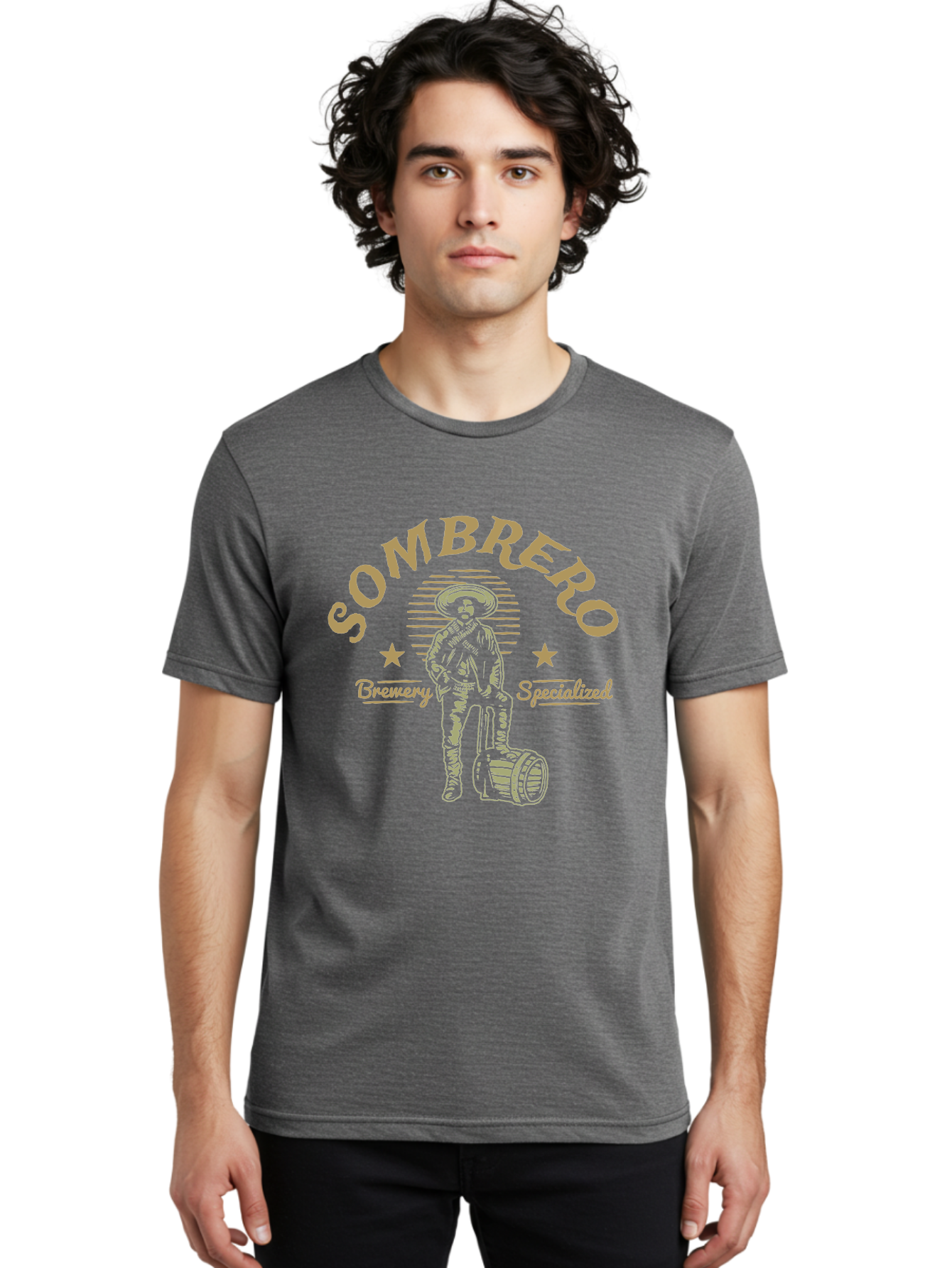 Sombrero Men'S Graphic Tee, 100% Cotton, Comfortable Casual Summer Wear, Machine Washable, Sombrero Brewery Specialized, Mexican Beer, Craft Brewery, Sombrero Logo, Beer Barrel, Mexican Hat, Brewery Logo, Beer Culture Aae655
