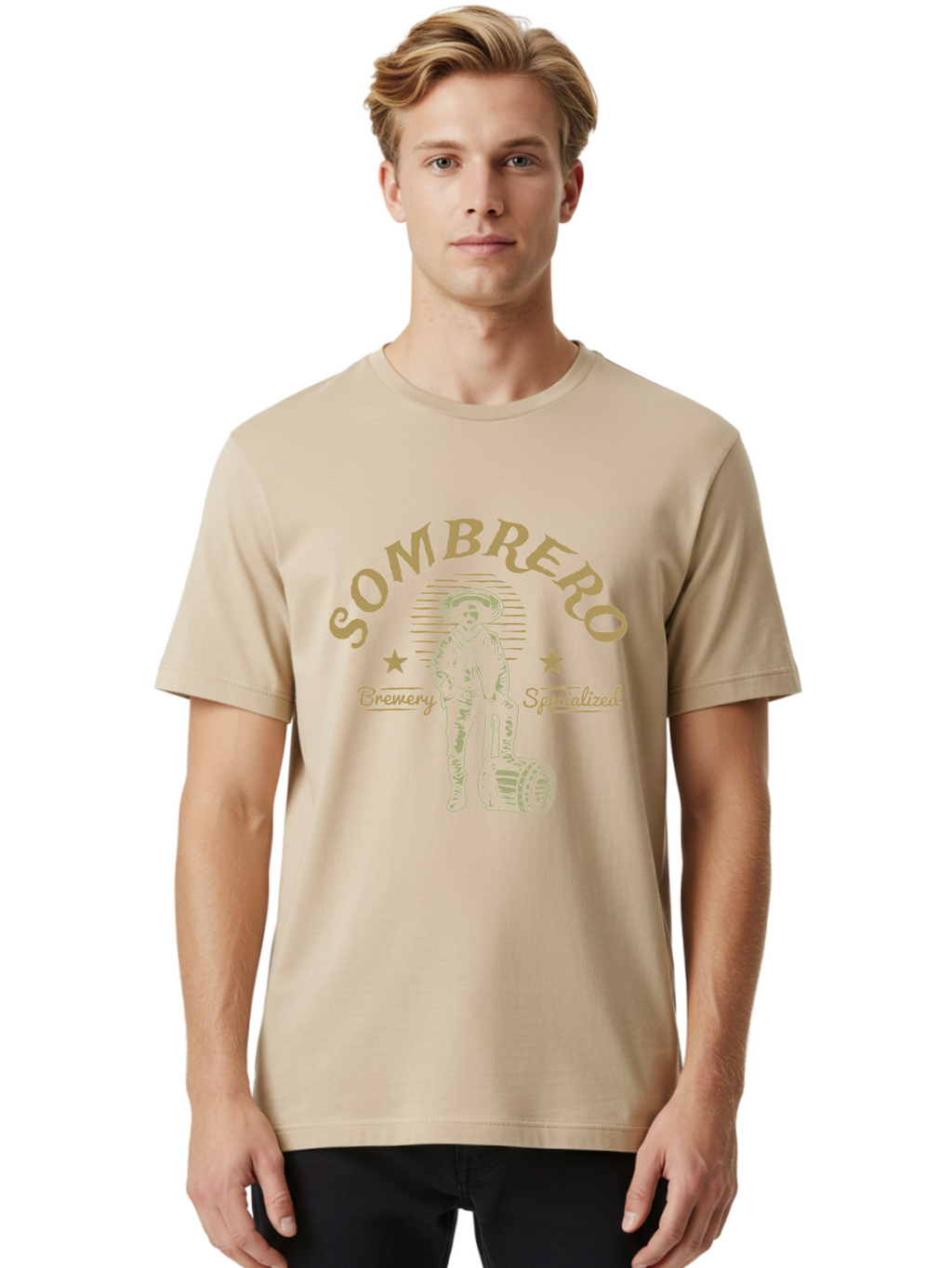 Sombrero Men'S Graphic Tee, 100% Cotton, Comfortable Casual Summer Wear, Machine Washable, Sombrero Brewery Specialized, Mexican Beer, Craft Brewery, Sombrero Logo, Beer Barrel, Mexican Hat, Brewery Logo, Beer Culture Aae655