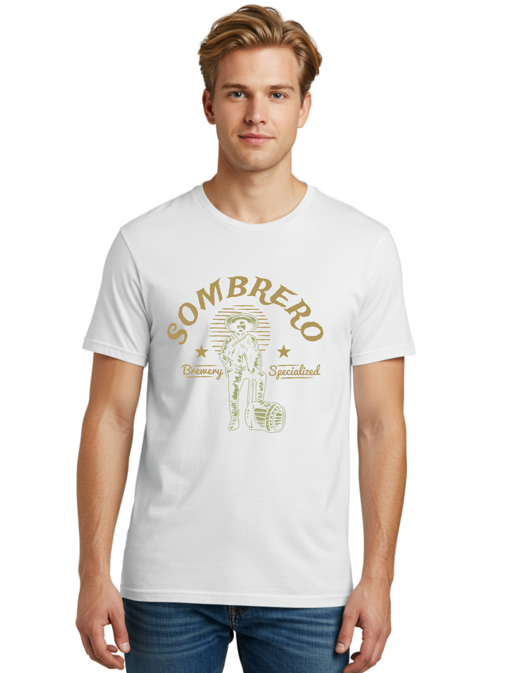 Sombrero Men'S Graphic Tee, 100% Cotton, Comfortable Casual Summer Wear, Machine Washable, Sombrero Brewery Specialized, Mexican Beer, Craft Brewery, Sombrero Logo, Beer Barrel, Mexican Hat, Brewery Logo, Beer Culture Aae655