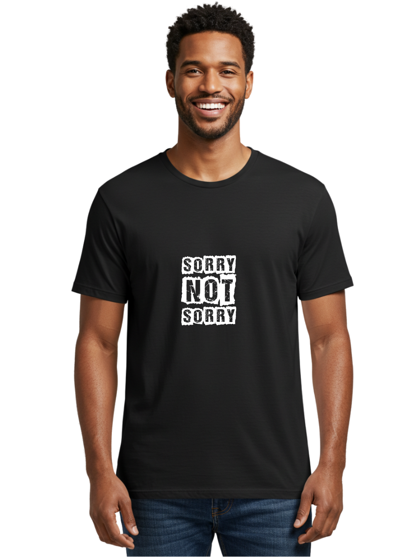 Sorry Not Sorry Men'S Graphic Tee, 100% Cotton, Comfortable Casual Summer Wear, Machine Washable, Sorry Not Sorry, Sarcastic Quote, Ironic Phrase, Contrasting Statements, Grunge Text, Grungy Aesthetic, Apology Gone Wrong, Modern Slang, Aae663
