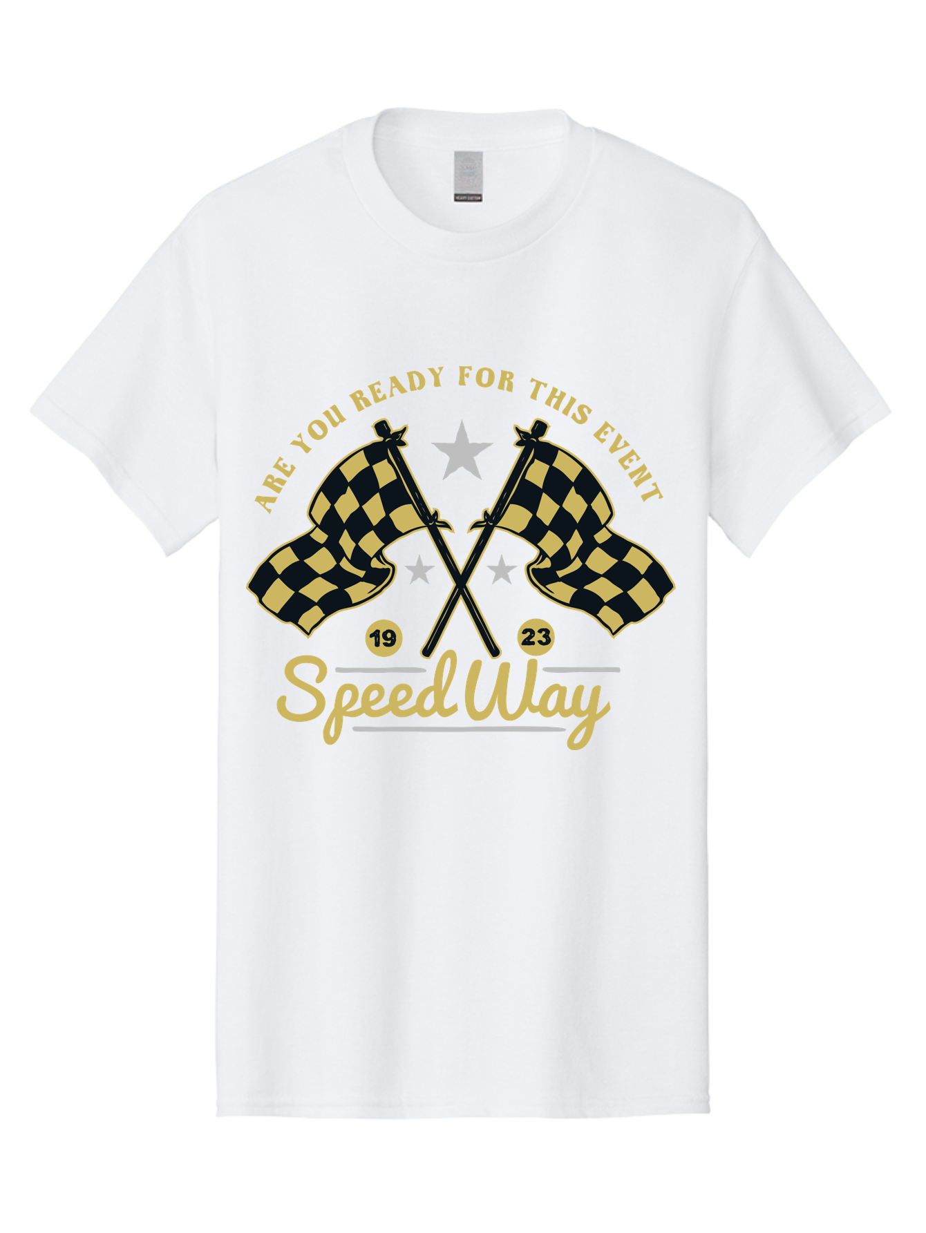Speedway Men'S Graphic Tee, 100% Cotton, Comfortable Casual Summer Wear, Machine Washable, Racing Flags, Checkered Flags, Speedway Racing, Motorsports Event, Racing Numbers 19 And 23, Are You Ready For This Event, Racing Stars Aae664