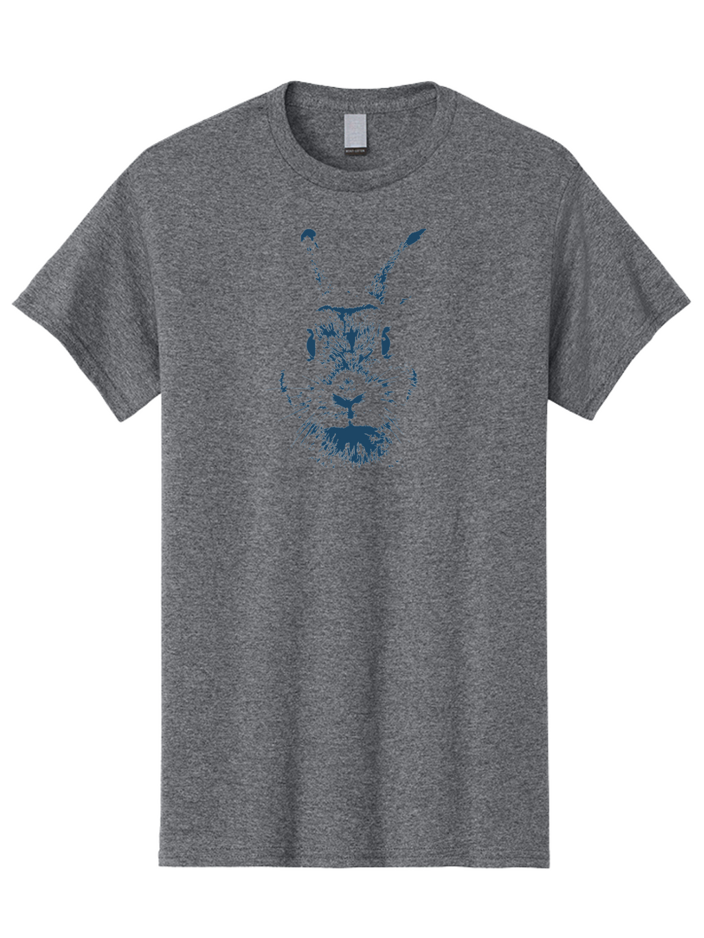 Staring Bunny Men'S Graphic Tee, 100% Cotton, Comfortable Casual Summer Wear, Machine Washable, Rabbit Face, Abstract Art, Surreal Design, Illustration, Creative Expression, Artistic Render, Dark Blue Ink, Unique Texture, Visual Puzzle Aae668
