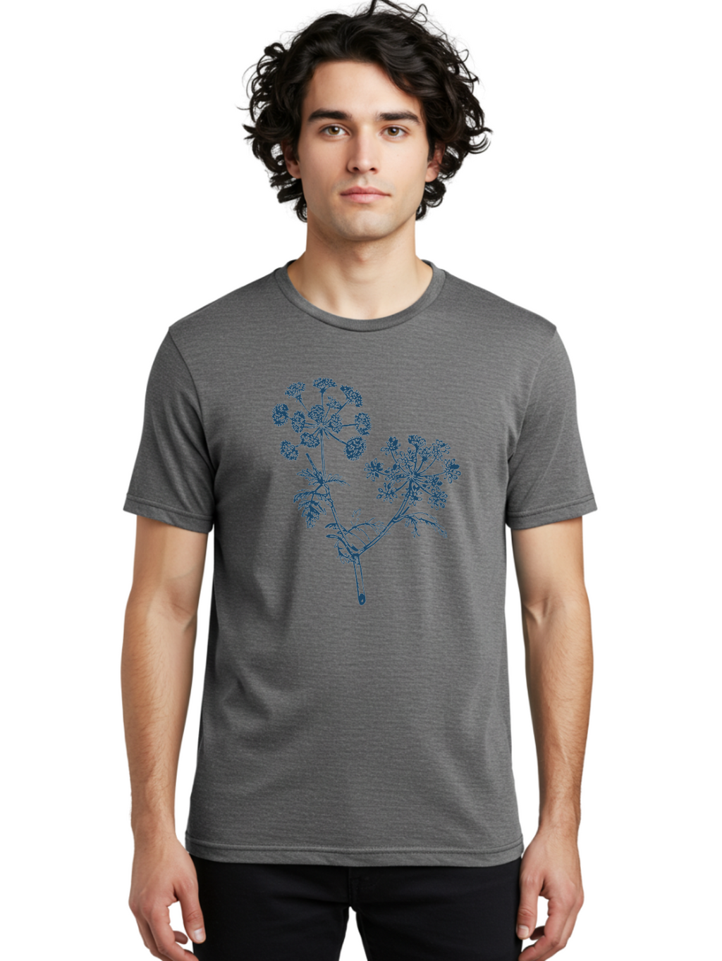 Starlace Bloom Men'S Graphic Tee, 100% Cotton, Comfortable Casual Summer Wear, Machine Washable, Hemlock Plant, Poisonous Plant, Wildflowers, Botanical Illustration, Floral Design, Herbal Art, Toxic Plants Aae669