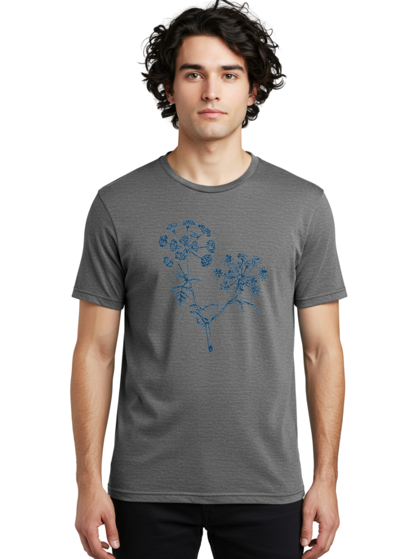 Starlace Bloom Men'S Graphic Tee, 100% Cotton, Comfortable Casual Summer Wear, Machine Washable, Hemlock Plant, Poisonous Plant, Wildflowers, Botanical Illustration, Floral Design, Herbal Art, Toxic Plants Aae669