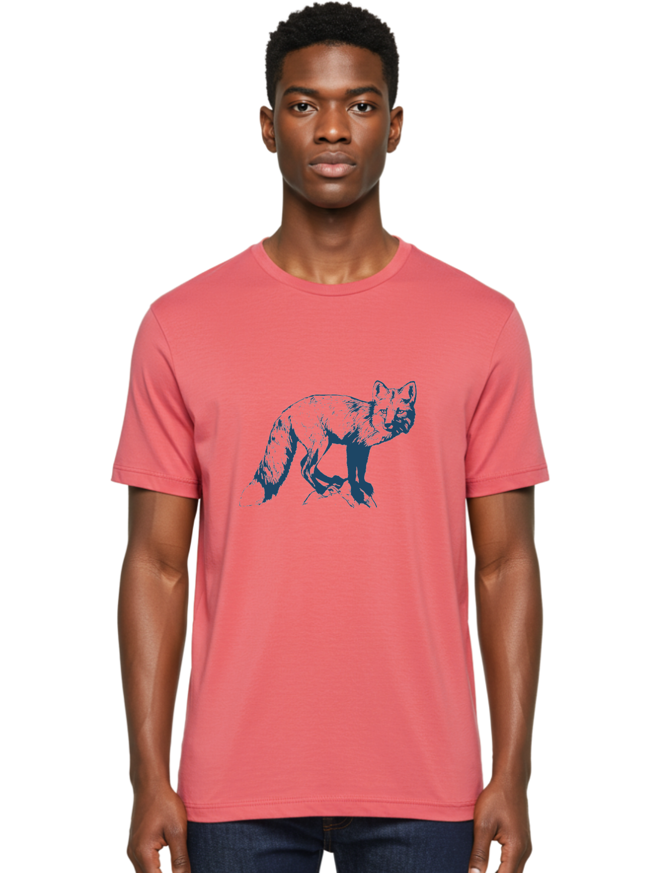 Stonewatch Fox 2 Men'S Graphic Tee, 100% Cotton, Comfortable Casual Summer Wear, Machine Washable, Fox, Wildlife, Animal Illustration, Sketch Art, Wild Animal, Mammal, Pen Drawing, Graphic Design Aae673