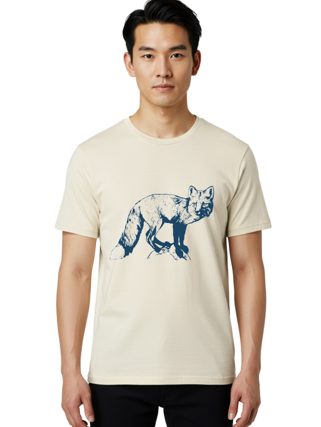 Stonewatch Fox 2 Men'S Graphic Tee, 100% Cotton, Comfortable Casual Summer Wear, Machine Washable, Fox, Wildlife, Animal Illustration, Sketch Art, Wild Animal, Mammal, Pen Drawing, Graphic Design Aae673