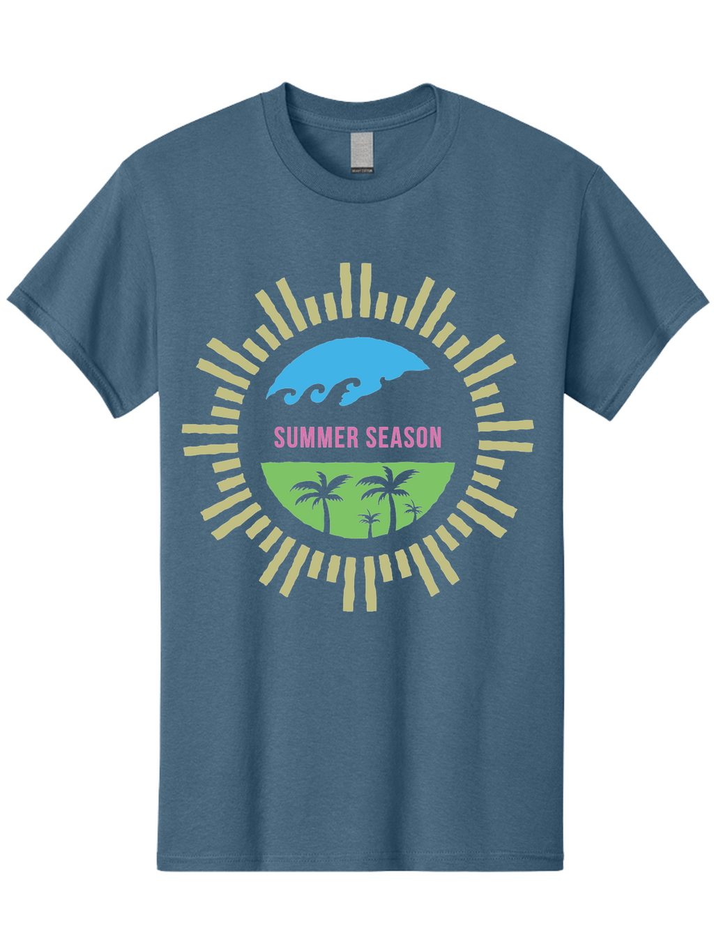 Summer Season Men'S Graphic Tee, 100% Cotton, Comfortable Casual Summer Wear, Machine Washable, Summer Vacation, Tropical Getaway, Ocean Waves, Palm Trees, Sun Symbol, Warm Weather, Beach Scene, Seasonal Theme, Sunny Days, Summer Fun Aae676