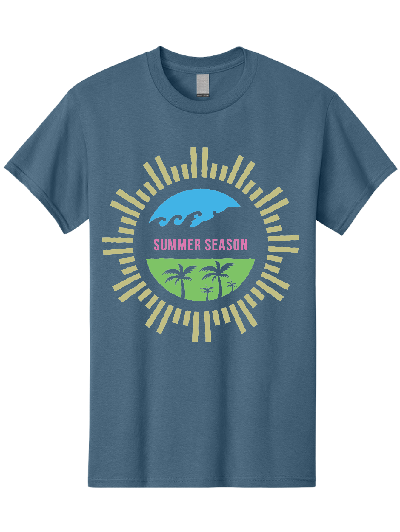 Summer Season Men'S Graphic Tee, 100% Cotton, Comfortable Casual Summer Wear, Machine Washable, Summer Vacation, Tropical Getaway, Ocean Waves, Palm Trees, Sun Symbol, Warm Weather, Beach Scene, Seasonal Theme, Sunny Days, Summer Fun Aae676