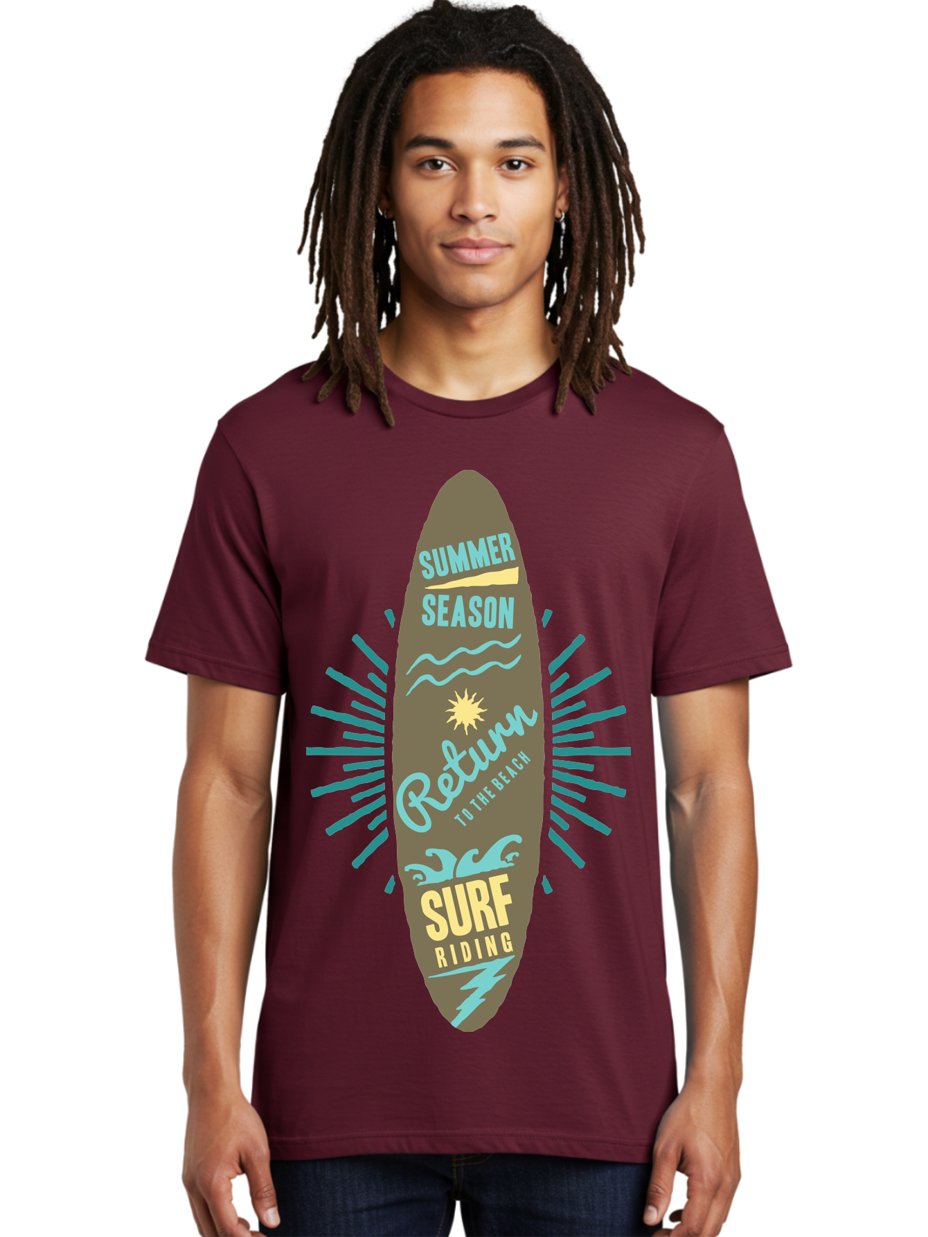 Surf Riding Men'S Graphic Tee, 100% Cotton, Comfortable Casual Summer Wear, Machine Washable, Surfing Graphics, Beach Vibes, Summer Season, Surf Riding, Retro Design, Sun Symbol, Wavy Lines, Surfing Culture, Coastal Lifestyle, Summer Fun Aae677