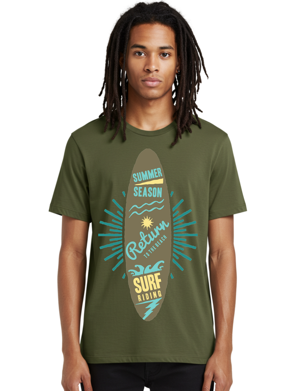 Surf Riding Men'S Graphic Tee, 100% Cotton, Comfortable Casual Summer Wear, Machine Washable, Surfing Graphics, Beach Vibes, Summer Season, Surf Riding, Retro Design, Sun Symbol, Wavy Lines, Surfing Culture, Coastal Lifestyle, Summer Fun Aae677
