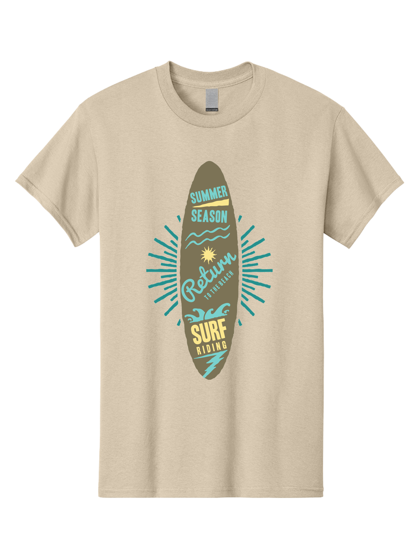 Surf Riding Men'S Graphic Tee, 100% Cotton, Comfortable Casual Summer Wear, Machine Washable, Surfing Graphics, Beach Vibes, Summer Season, Surf Riding, Retro Design, Sun Symbol, Wavy Lines, Surfing Culture, Coastal Lifestyle, Summer Fun Aae677