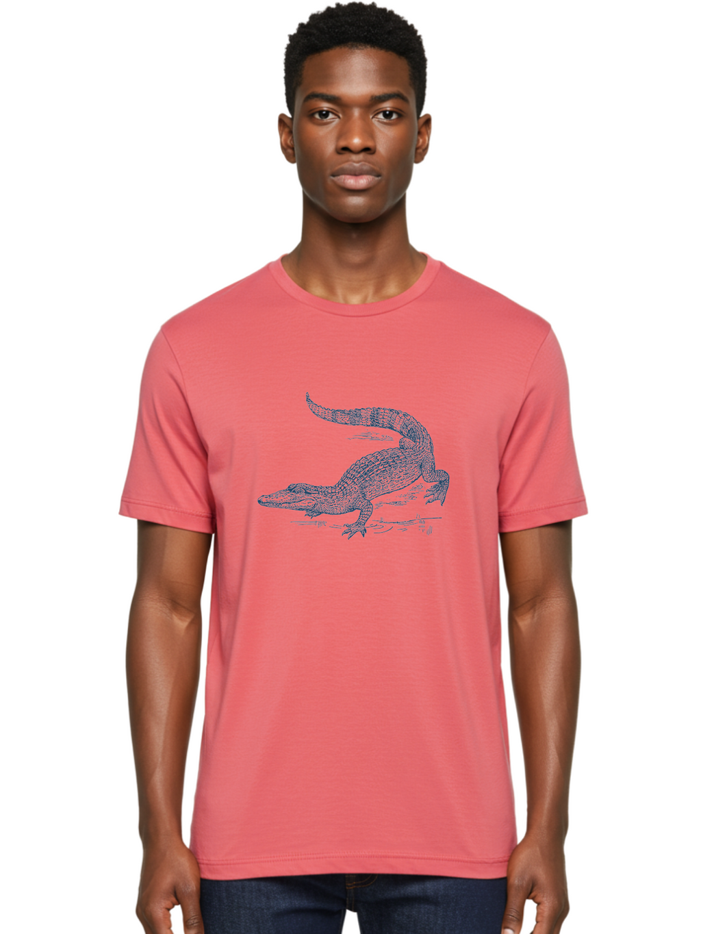Swamp King Crocodile Men'S Graphic Tee, 100% Cotton, Comfortable Casual Summer Wear, Machine Washable, Reptile, Wildlife, Predatory Animal, Scaly Skin, Sharp Teeth, Aggressive Stance, Powerful Jaws, Wild Creature, Fierce Look, Aae678