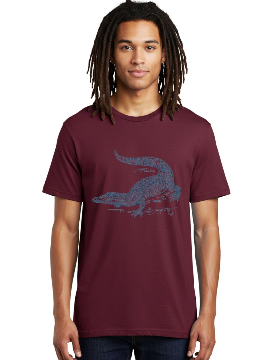 Swamp King Crocodile Men'S Graphic Tee, 100% Cotton, Comfortable Casual Summer Wear, Machine Washable, Reptile, Wildlife, Predatory Animal, Scaly Skin, Sharp Teeth, Aggressive Stance, Powerful Jaws, Wild Creature, Fierce Look, Aae678