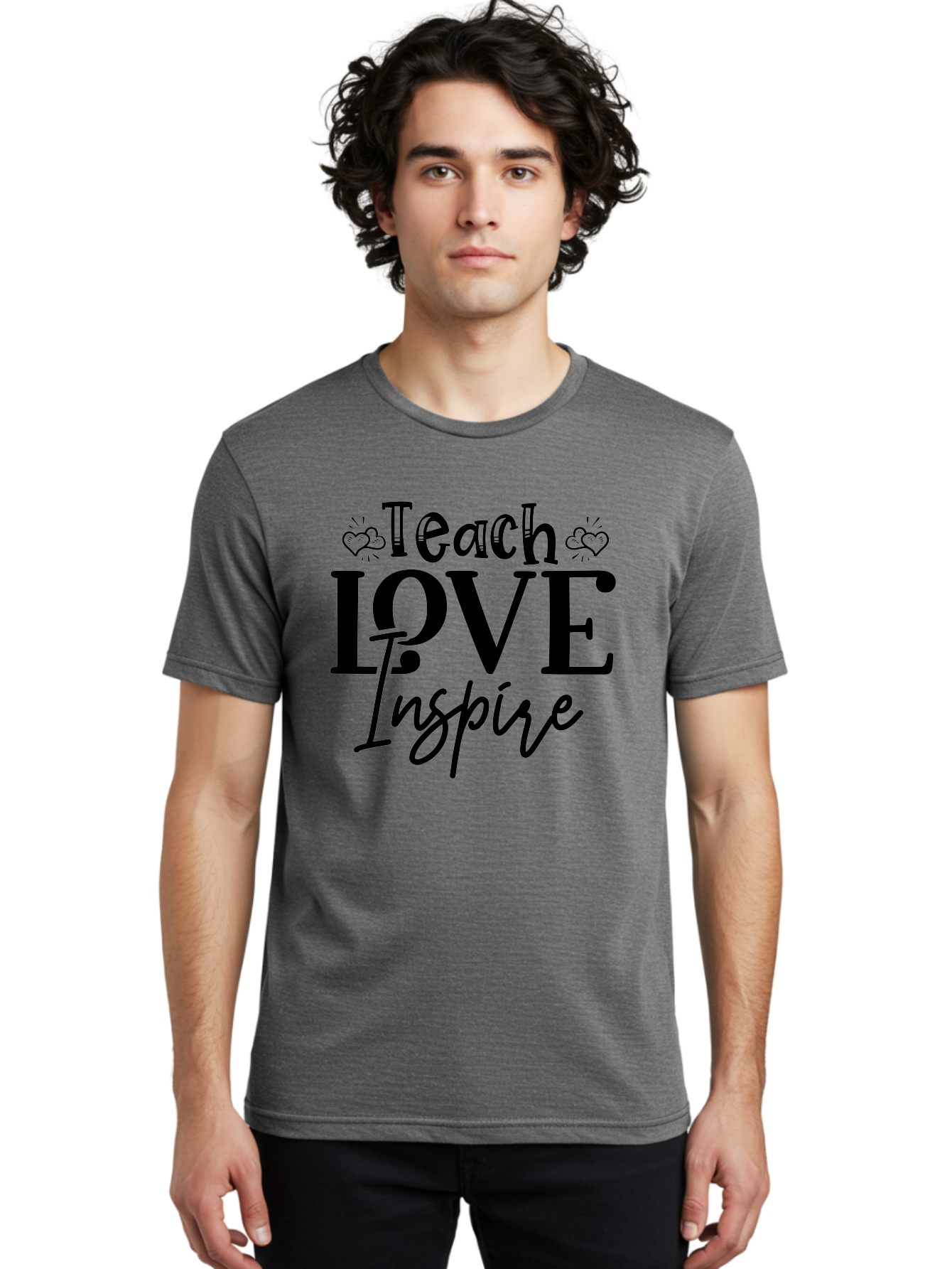 Teach Love Inspire Men'S Graphic Tee, 100% Cotton, Comfortable Casual Summer Wear, Machine Washable, Teach Love Inspire, Teaching Quotes, Inspirational Quotes, Love Quotes, Teacher Appreciation, Motivational Phrases, Heartwarming Messages, Aae683