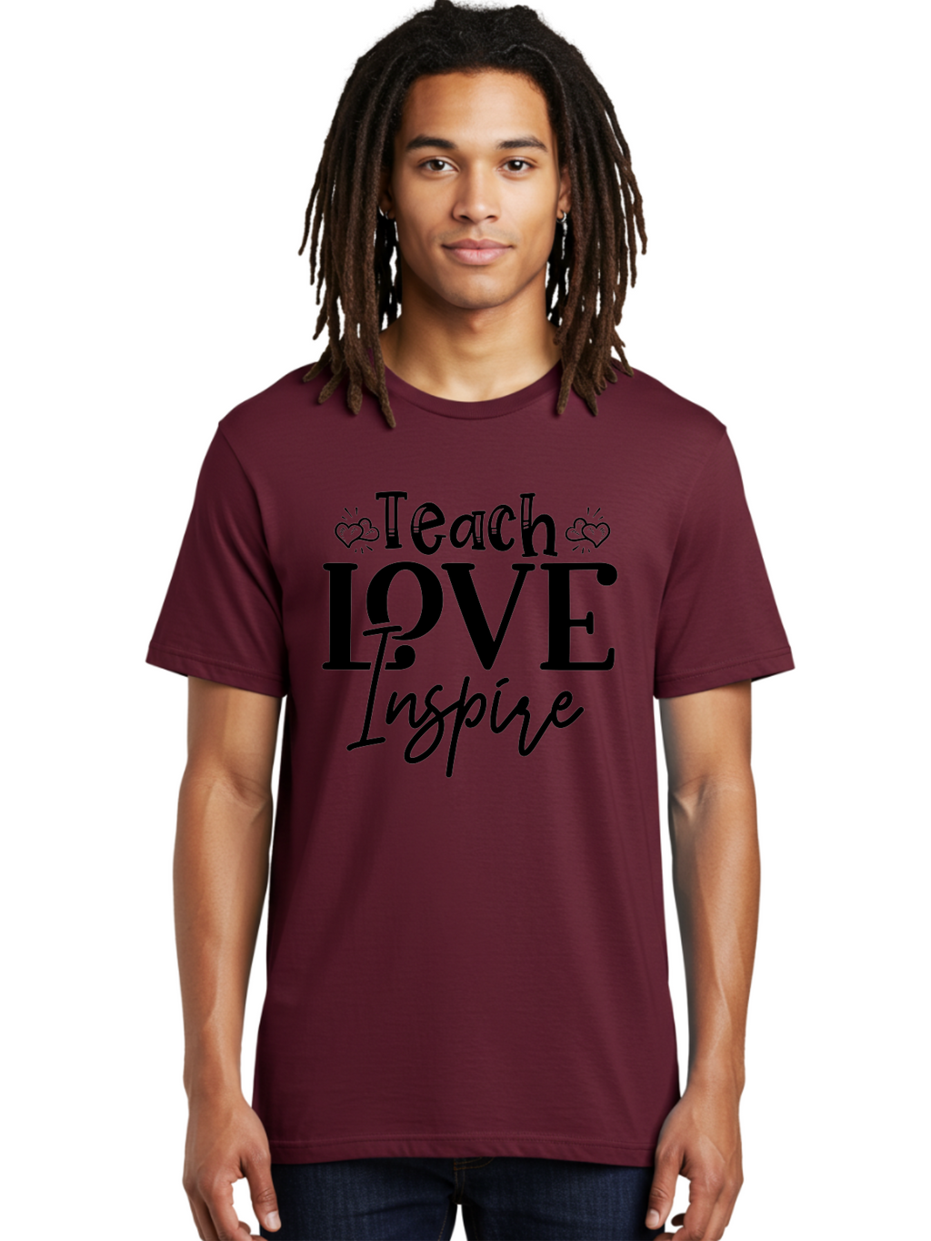 Teach Love Inspire Men'S Graphic Tee, 100% Cotton, Comfortable Casual Summer Wear, Machine Washable, Teach Love Inspire, Teaching Quotes, Inspirational Quotes, Love Quotes, Teacher Appreciation, Motivational Phrases, Heartwarming Messages, Aae683