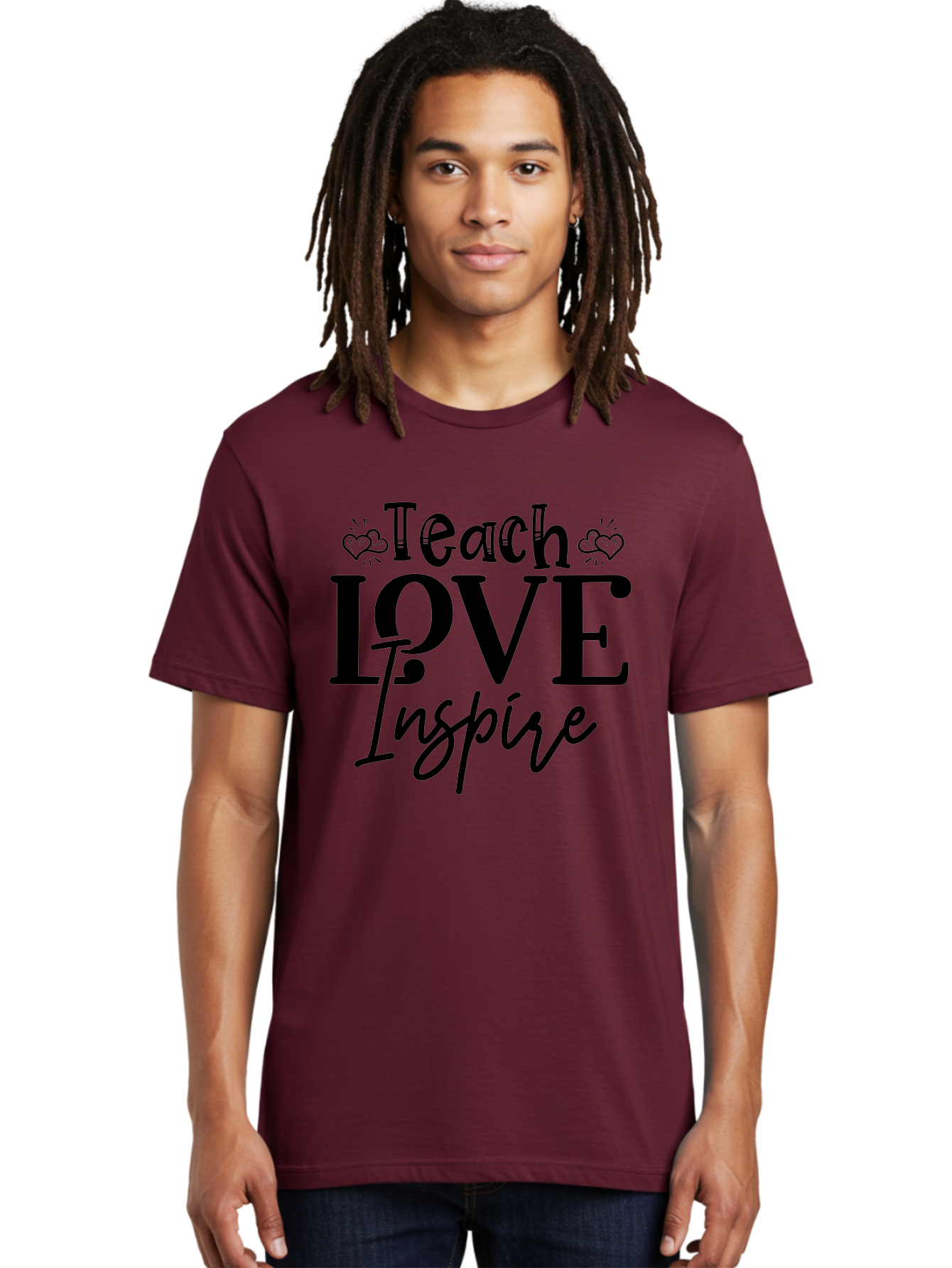 Teach Love Inspire Men'S Graphic Tee, 100% Cotton, Comfortable Casual Summer Wear, Machine Washable, Teach Love Inspire, Teaching Quotes, Inspirational Quotes, Love Quotes, Teacher Appreciation, Motivational Phrases, Heartwarming Messages, Aae683