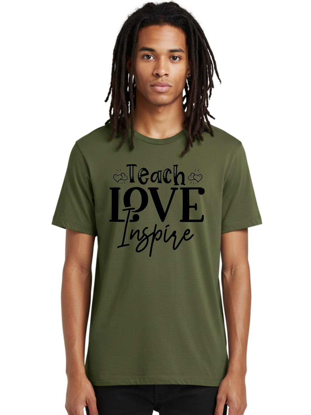 Teach Love Inspire Men'S Graphic Tee, 100% Cotton, Comfortable Casual Summer Wear, Machine Washable, Teach Love Inspire, Teaching Quotes, Inspirational Quotes, Love Quotes, Teacher Appreciation, Motivational Phrases, Heartwarming Messages, Aae683