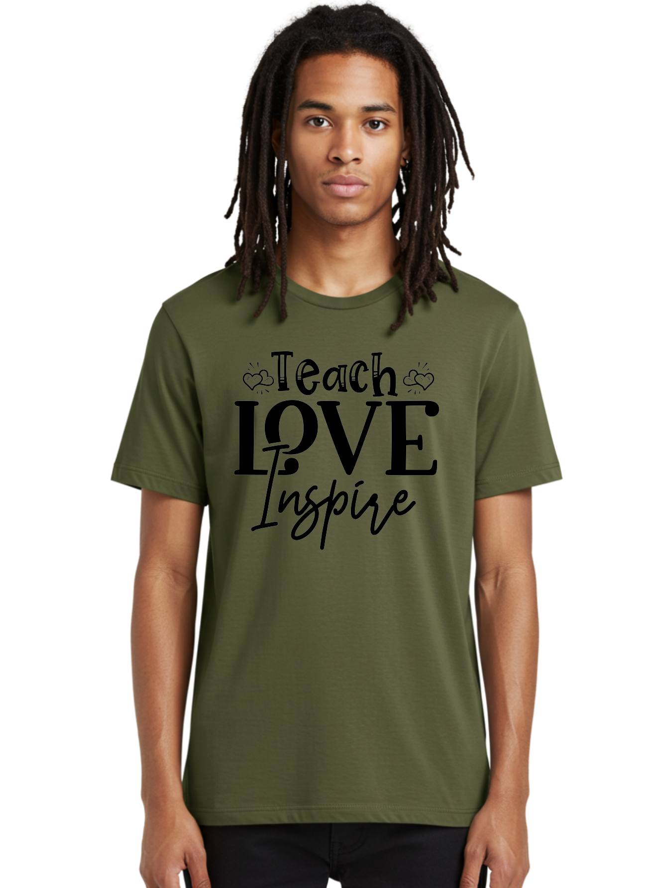 Teach Love Inspire Men'S Graphic Tee, 100% Cotton, Comfortable Casual Summer Wear, Machine Washable, Teach Love Inspire, Teaching Quotes, Inspirational Quotes, Love Quotes, Teacher Appreciation, Motivational Phrases, Heartwarming Messages, Aae683