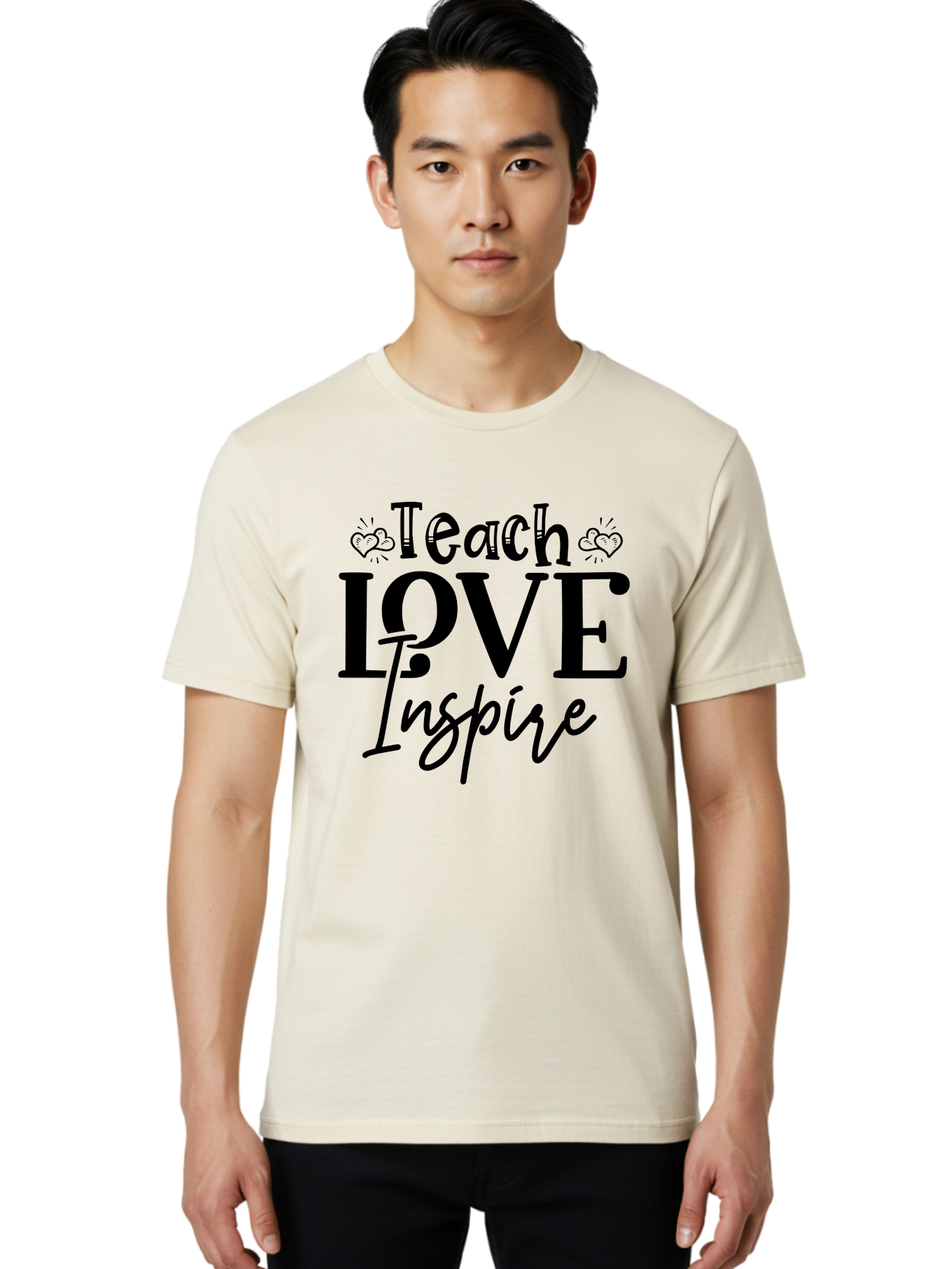 Teach Love Inspire Men'S Graphic Tee, 100% Cotton, Comfortable Casual Summer Wear, Machine Washable, Teach Love Inspire, Teaching Quotes, Inspirational Quotes, Love Quotes, Teacher Appreciation, Motivational Phrases, Heartwarming Messages, Aae683