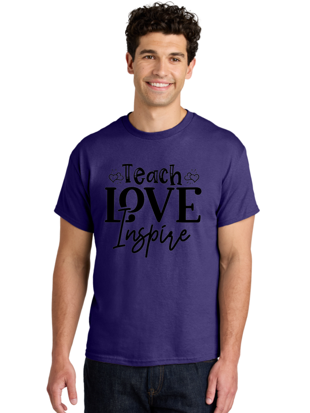 Teach Love Inspire Men'S Graphic Tee, 100% Cotton, Comfortable Casual Summer Wear, Machine Washable, Teach Love Inspire, Teaching Quotes, Inspirational Quotes, Love Quotes, Teacher Appreciation, Motivational Phrases, Heartwarming Messages, Aae683