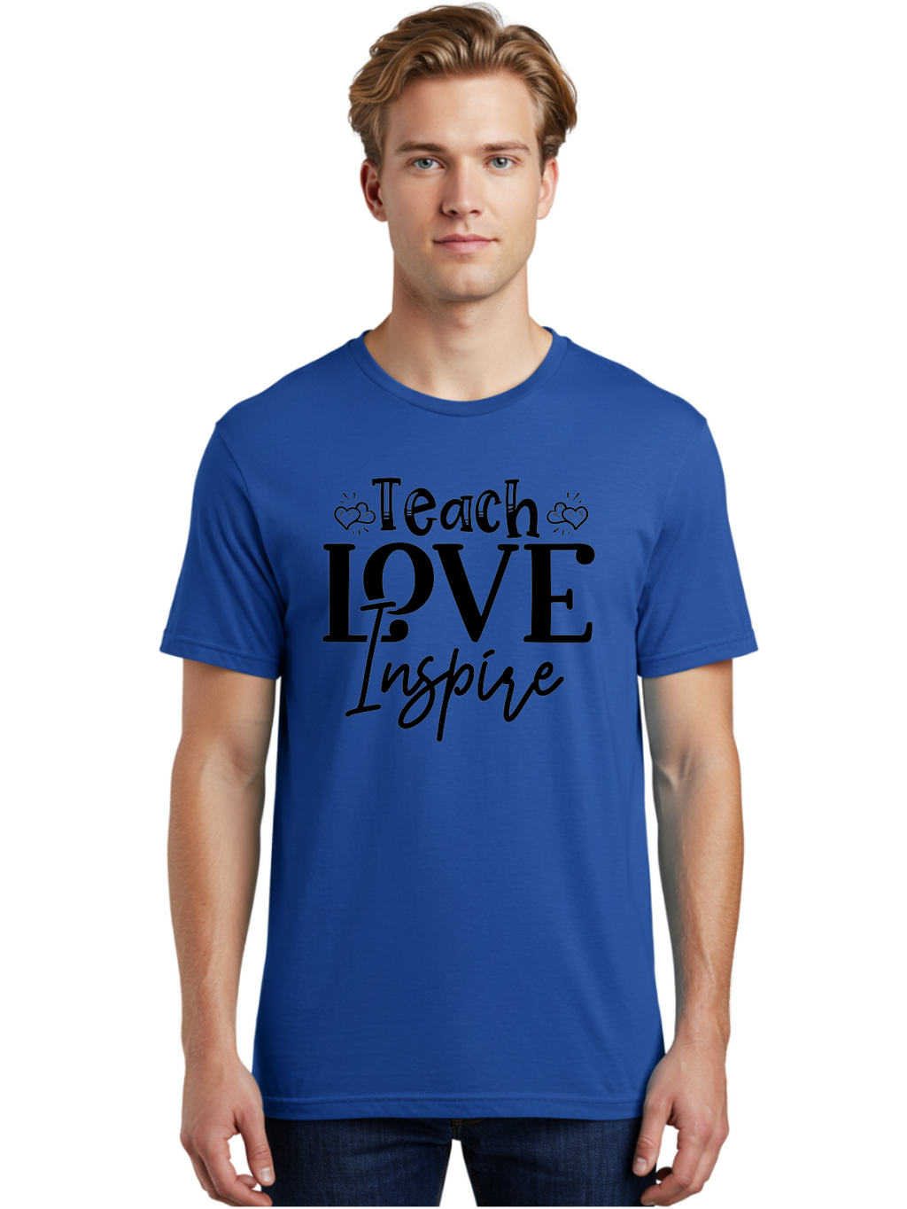 Teach Love Inspire Men'S Graphic Tee, 100% Cotton, Comfortable Casual Summer Wear, Machine Washable, Teach Love Inspire, Teaching Quotes, Inspirational Quotes, Love Quotes, Teacher Appreciation, Motivational Phrases, Heartwarming Messages, Aae683