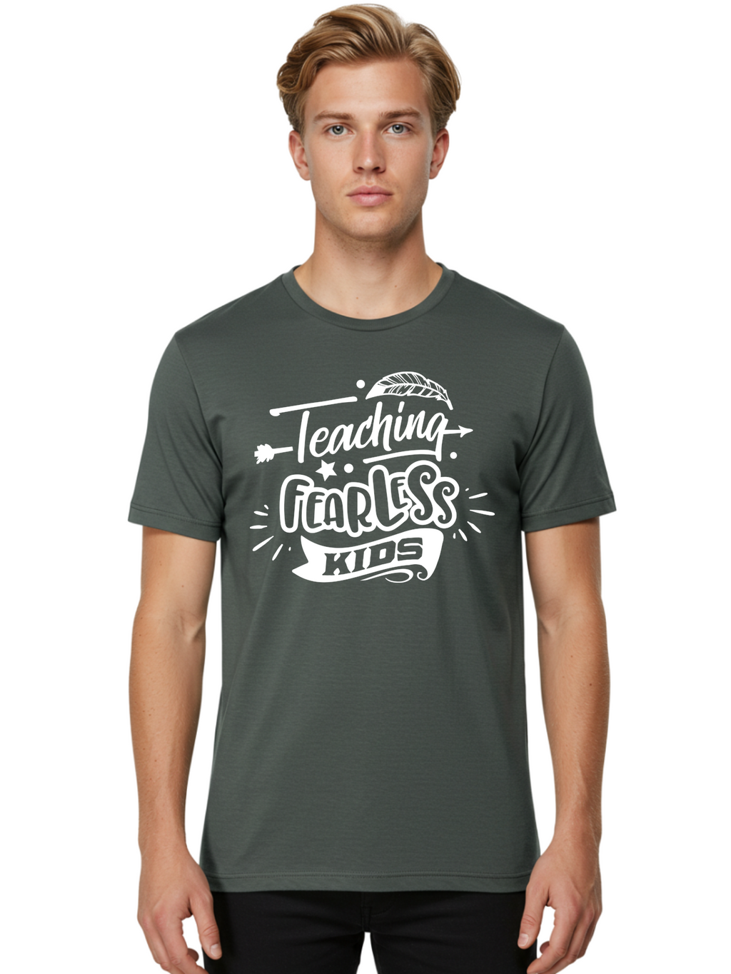 Teaching Fearless Kids White Men'S Graphic Tee, 100% Cotton, Comfortable Casual Summer Wear, Machine Washable, Teaching Fearless Kids, Inspirational Quotes, Motivational Phrases, Empowering Children, Self Confidence, Positive Affirmations, Aae685