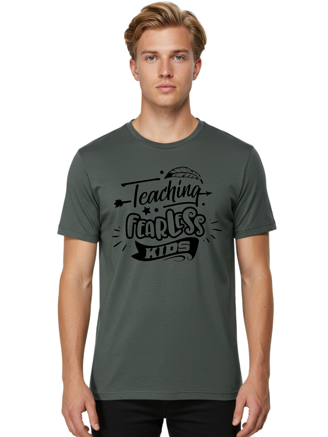 Teaching Fearless Kids Men'S Graphic Tee, 100% Cotton, Comfortable Casual Summer Wear, Machine Washable, Teaching Fearless Kids, Inspirational Quotes, Motivational Phrases, Confidence Building, Positive Thinking, Empowerment For Children, Aae686