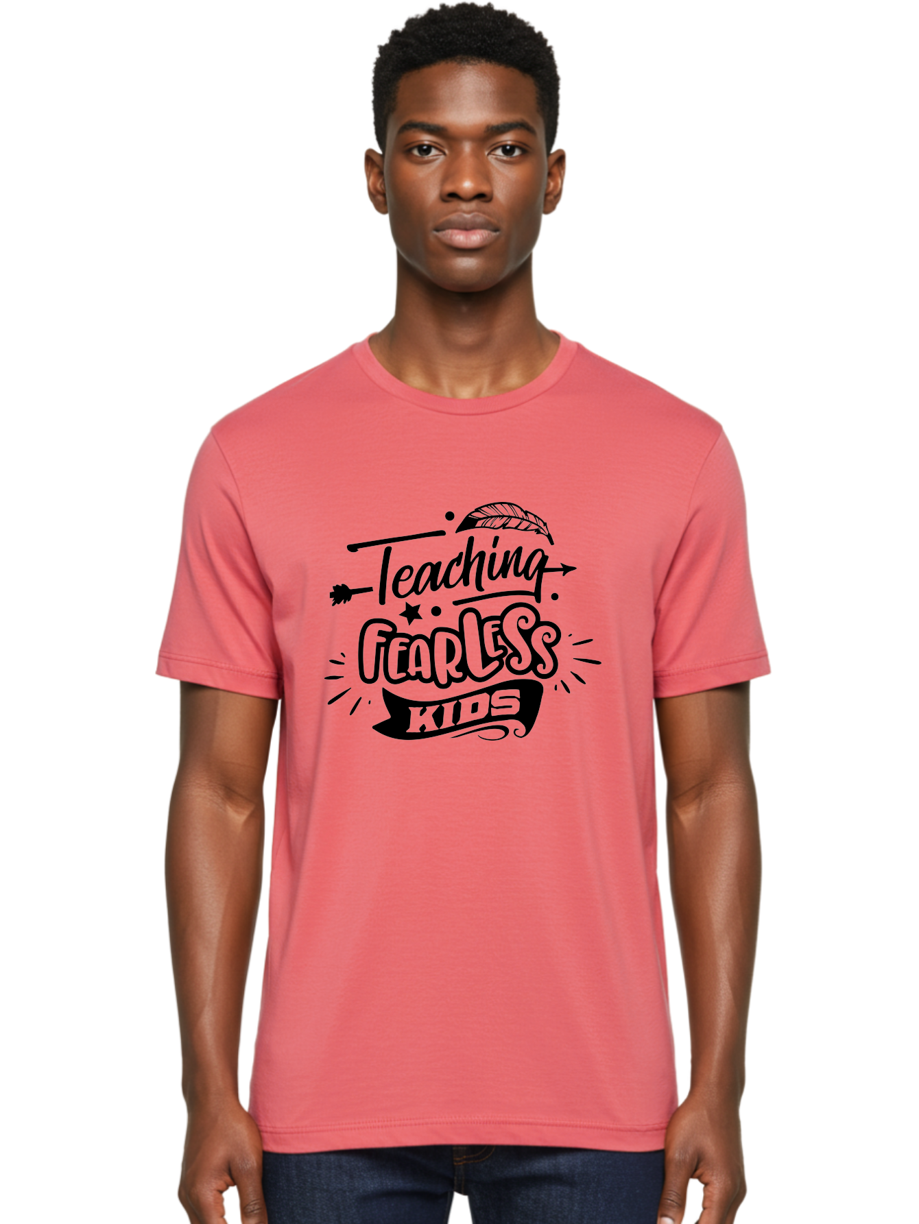 Teaching Fearless Kids Men'S Graphic Tee, 100% Cotton, Comfortable Casual Summer Wear, Machine Washable, Teaching Fearless Kids, Inspirational Quotes, Motivational Phrases, Confidence Building, Positive Thinking, Empowerment For Children, Aae686