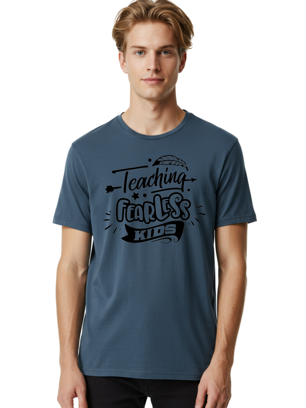 Teaching Fearless Kids Men'S Graphic Tee, 100% Cotton, Comfortable Casual Summer Wear, Machine Washable, Teaching Fearless Kids, Inspirational Quotes, Motivational Phrases, Confidence Building, Positive Thinking, Empowerment For Children, Aae686